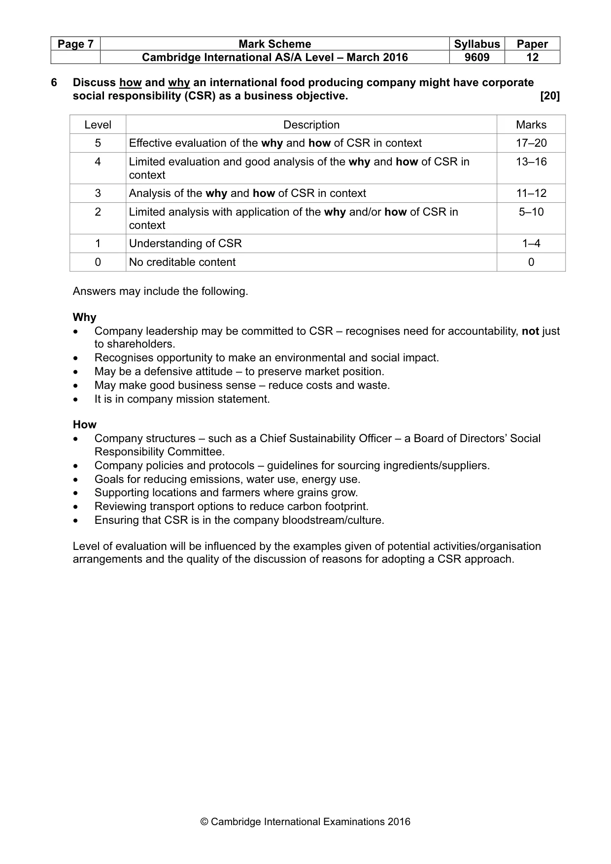 Mark scheme, page 7 of 9