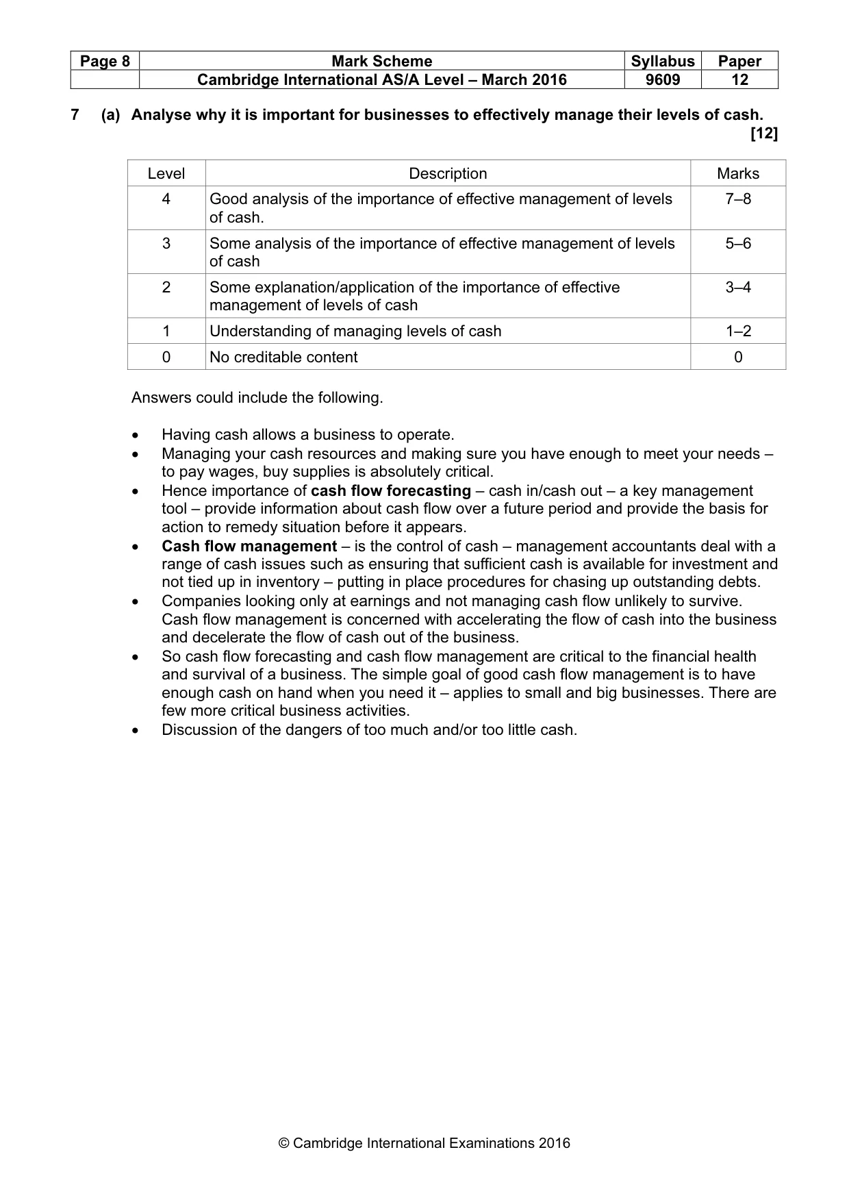 Mark scheme, page 8 of 9