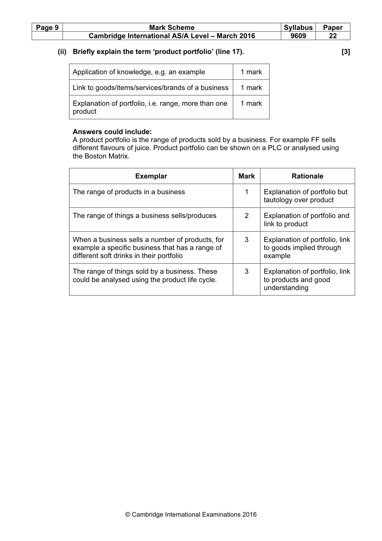 Mark scheme, page 9 of 12