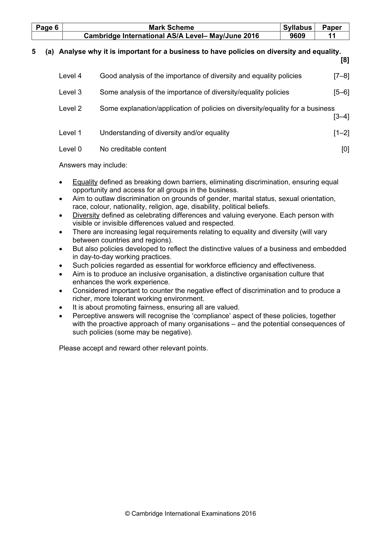 Mark scheme, page 6 of 10