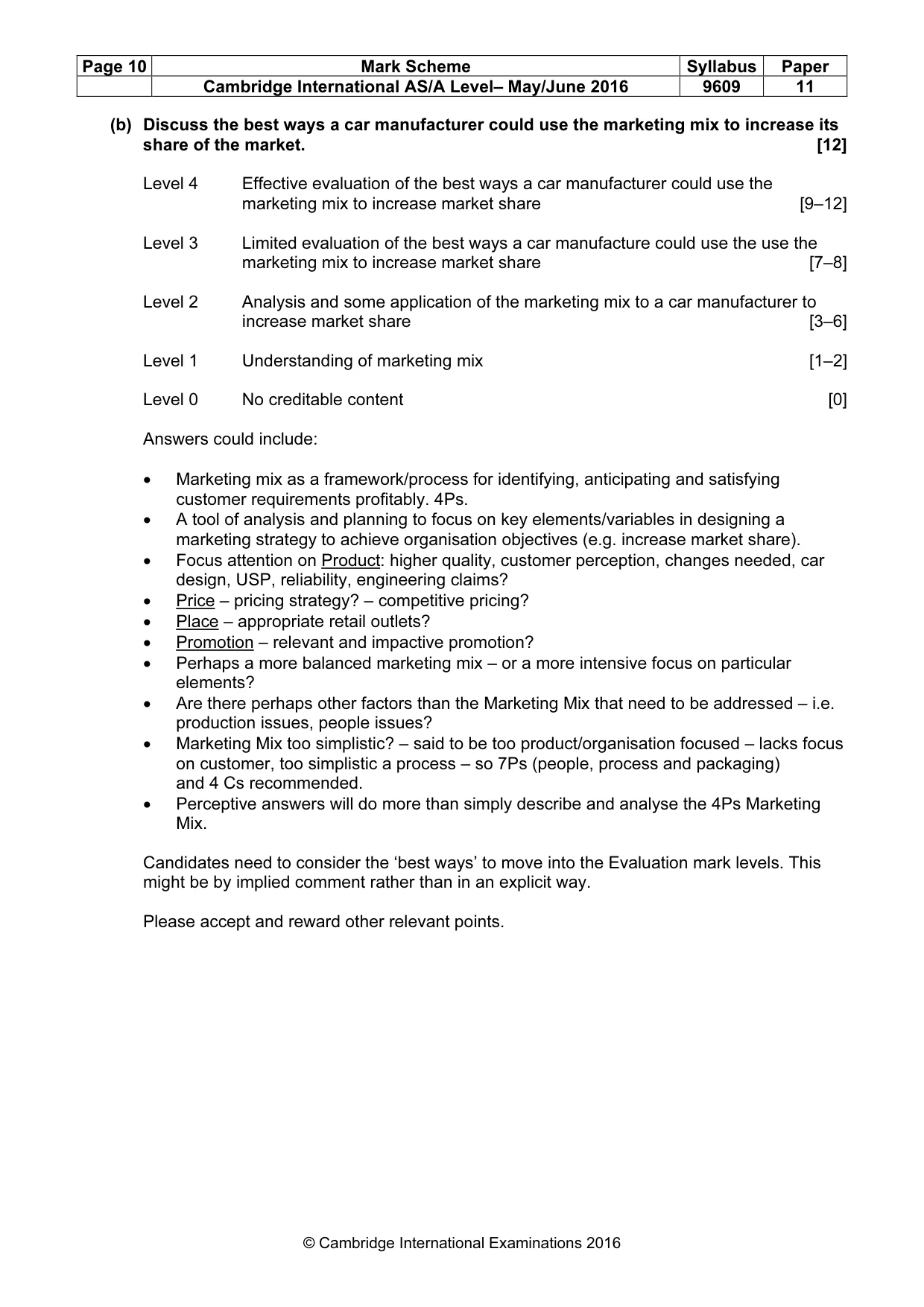 Mark scheme, page 10 of 10