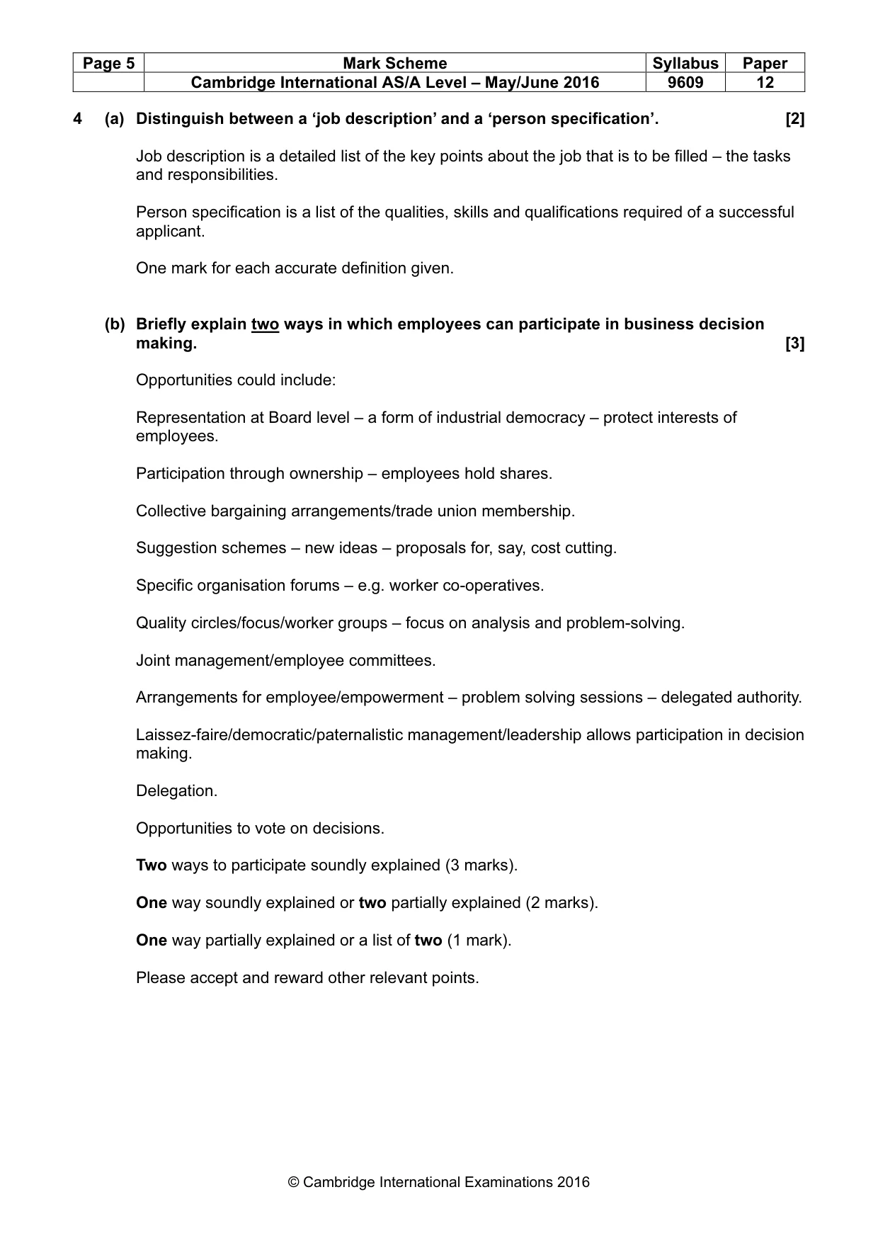 Mark scheme, page 5 of 10