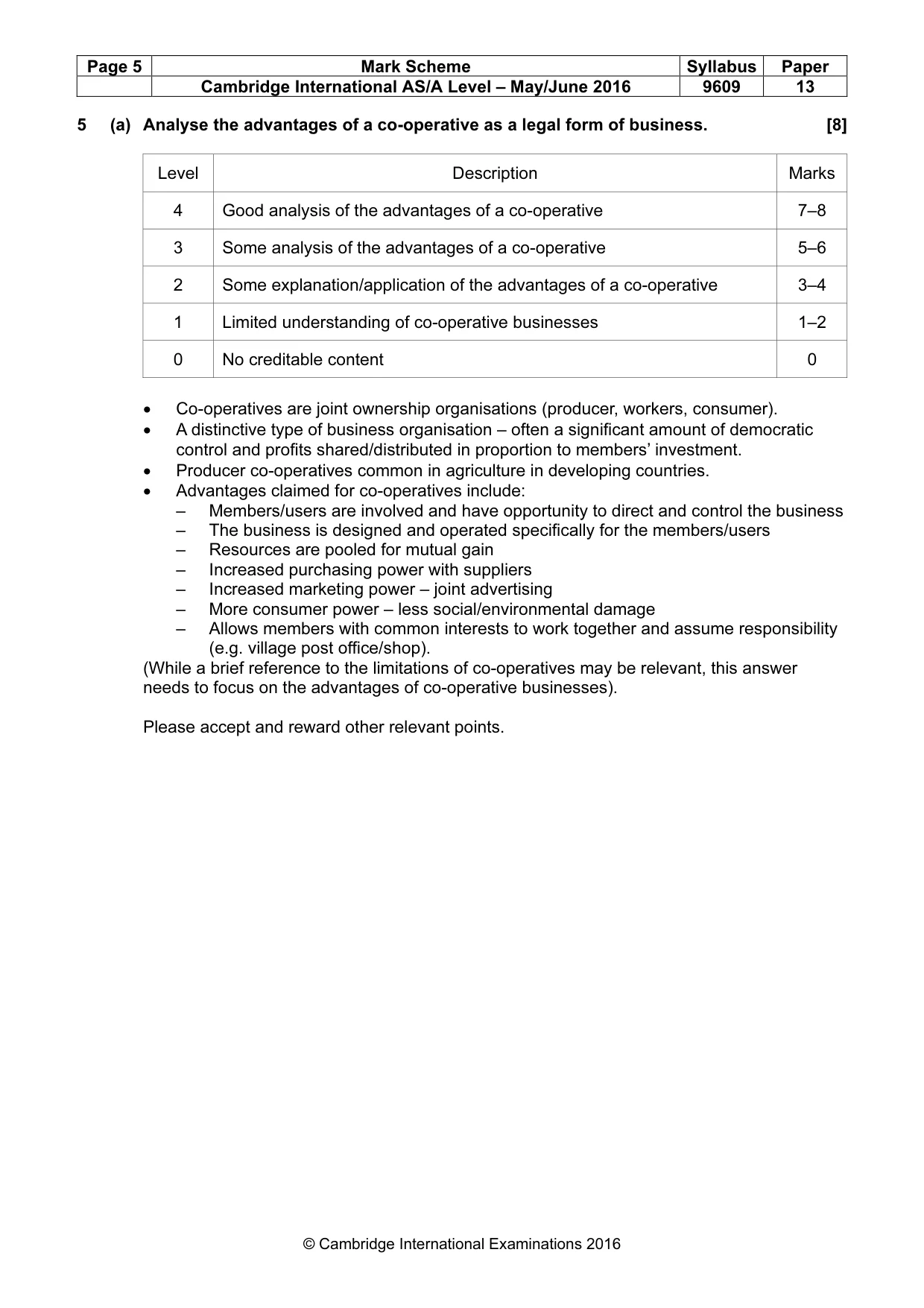 Mark scheme, page 5 of 9