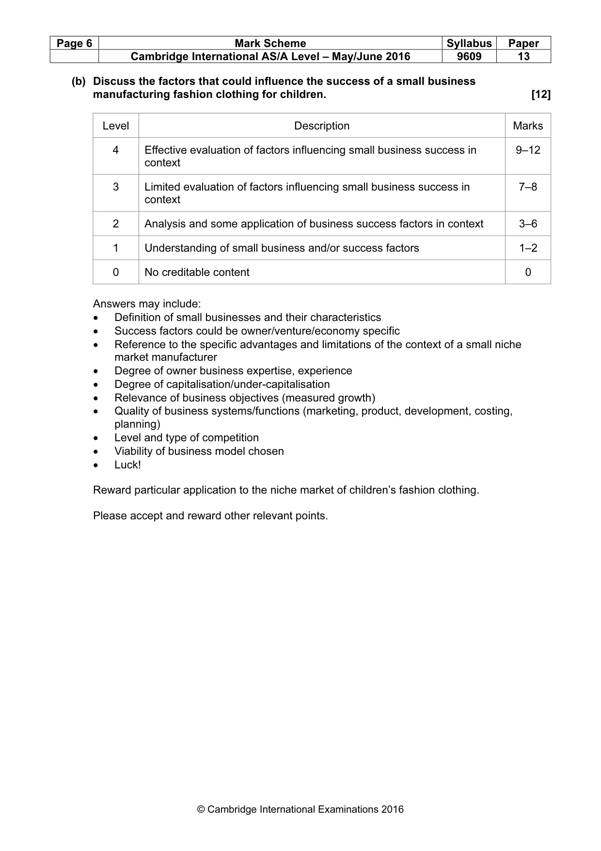 Mark scheme, page 6 of 9