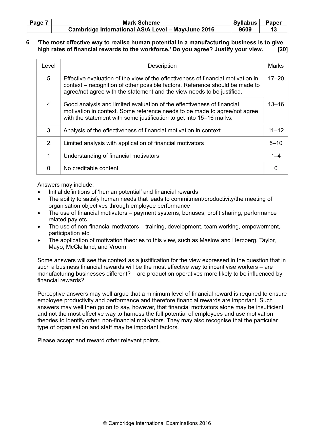 Mark scheme, page 7 of 9
