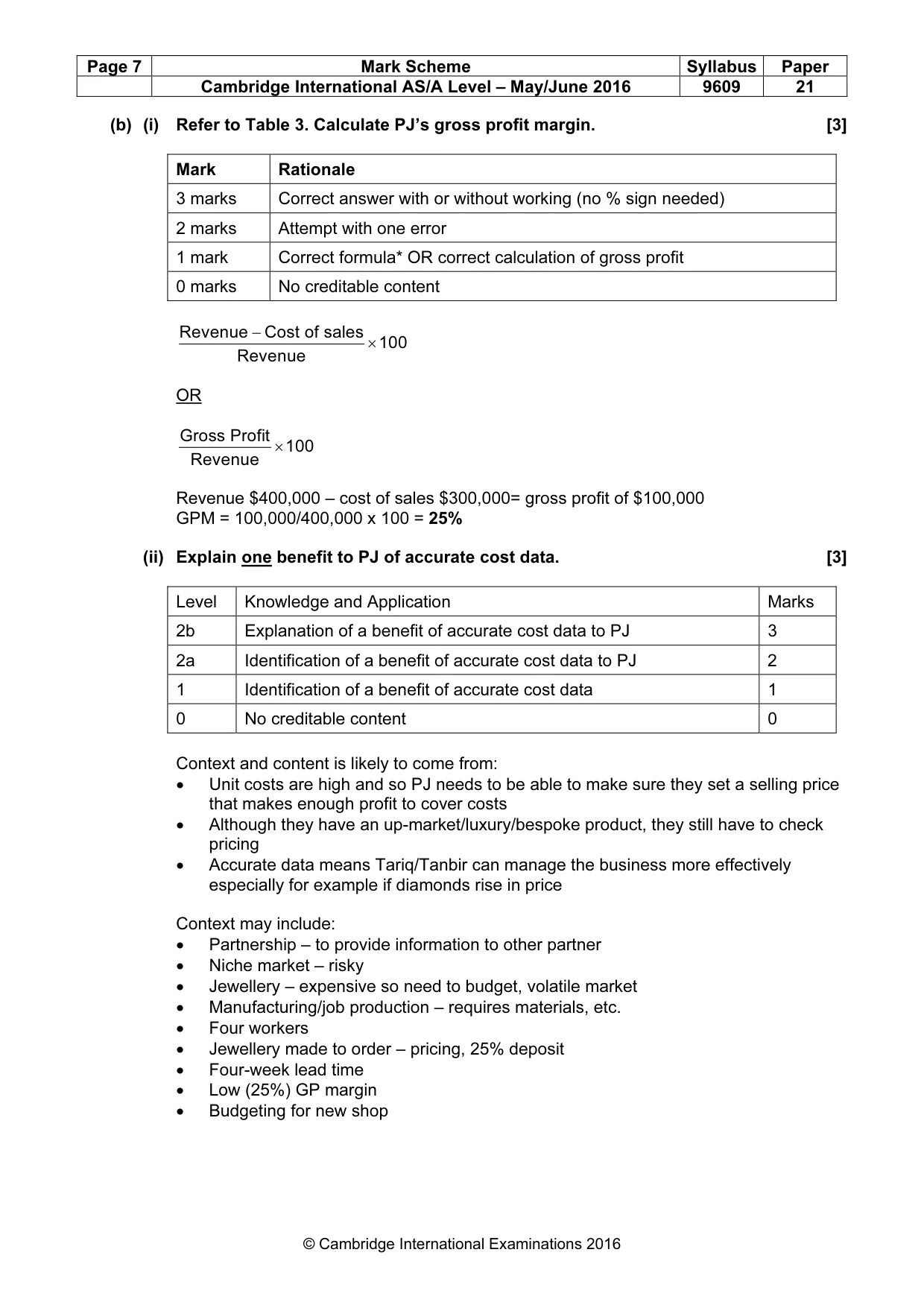 Mark scheme, page 7 of 9