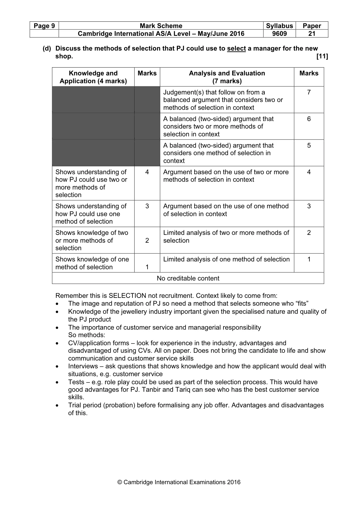 Mark scheme, page 9 of 9