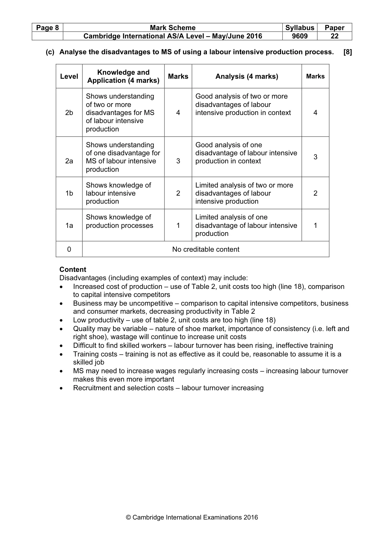 Mark scheme, page 8 of 9