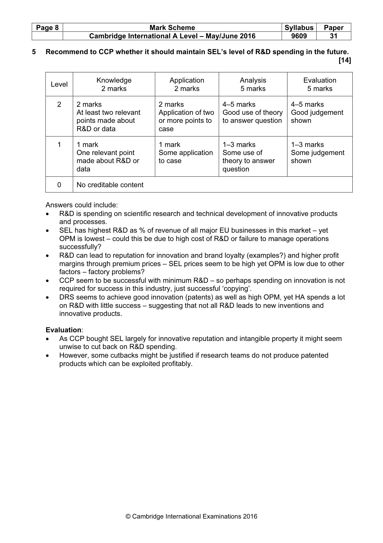 Mark scheme, page 8 of 11