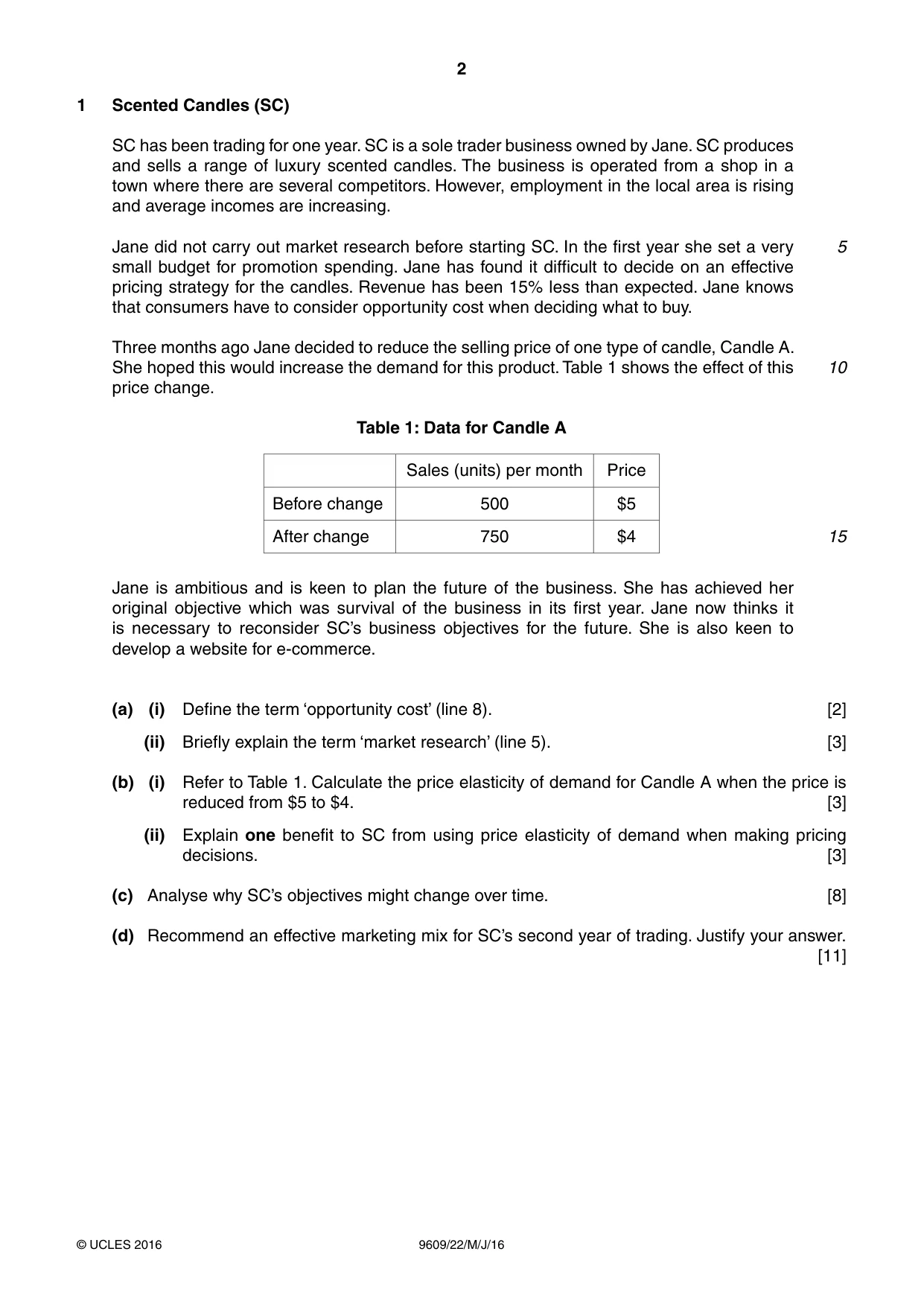 Cambridge A Level Business (for first examination in 2016) 9609 2016 May/June Paper 2 · Variant 2 question paper, page 2 of 4