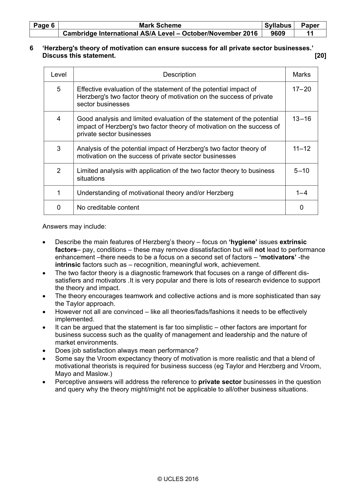 Mark scheme, page 6 of 8