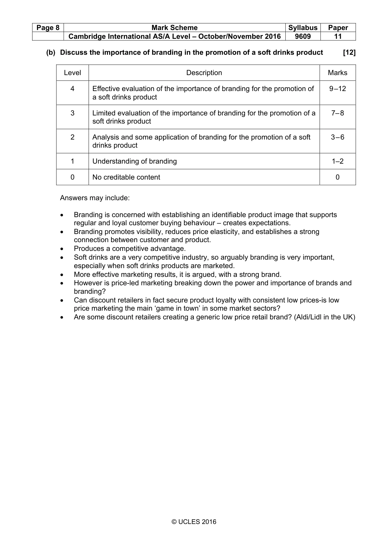 Mark scheme, page 8 of 8