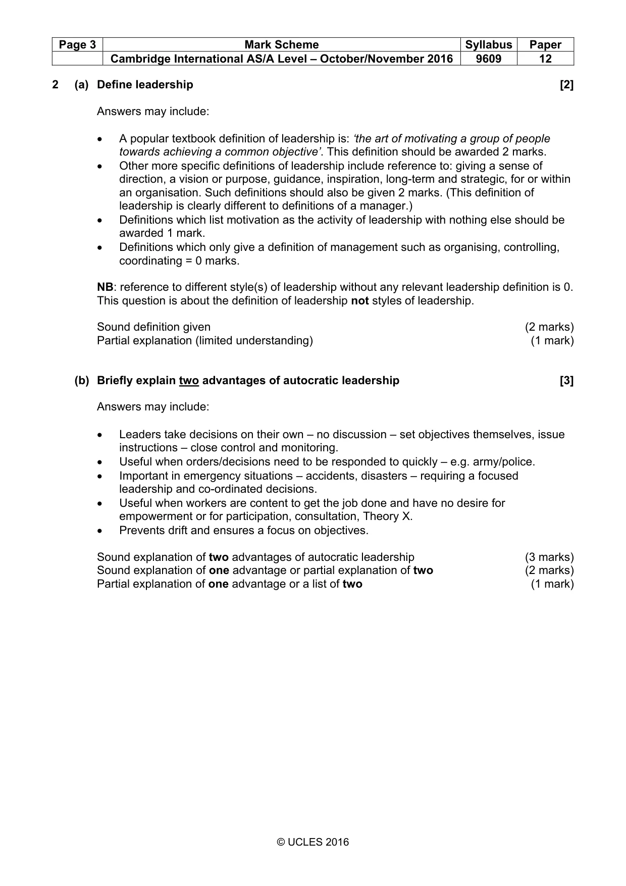 Mark scheme, page 3 of 9