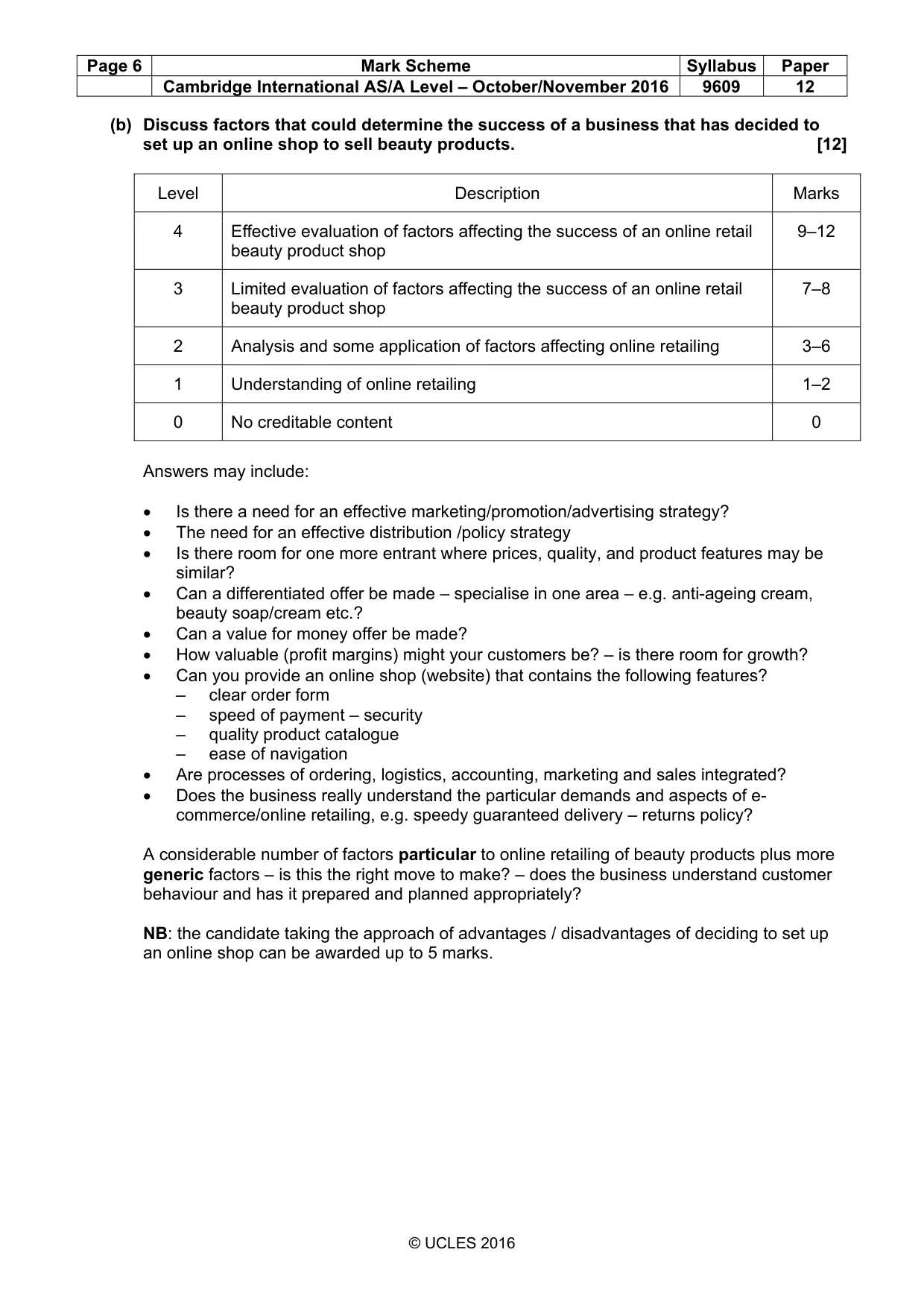 Mark scheme, page 6 of 9