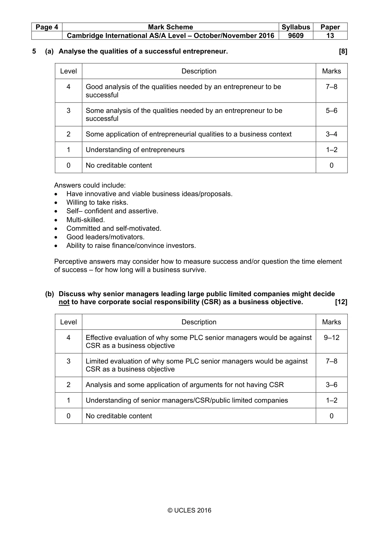 Mark scheme, page 4 of 7