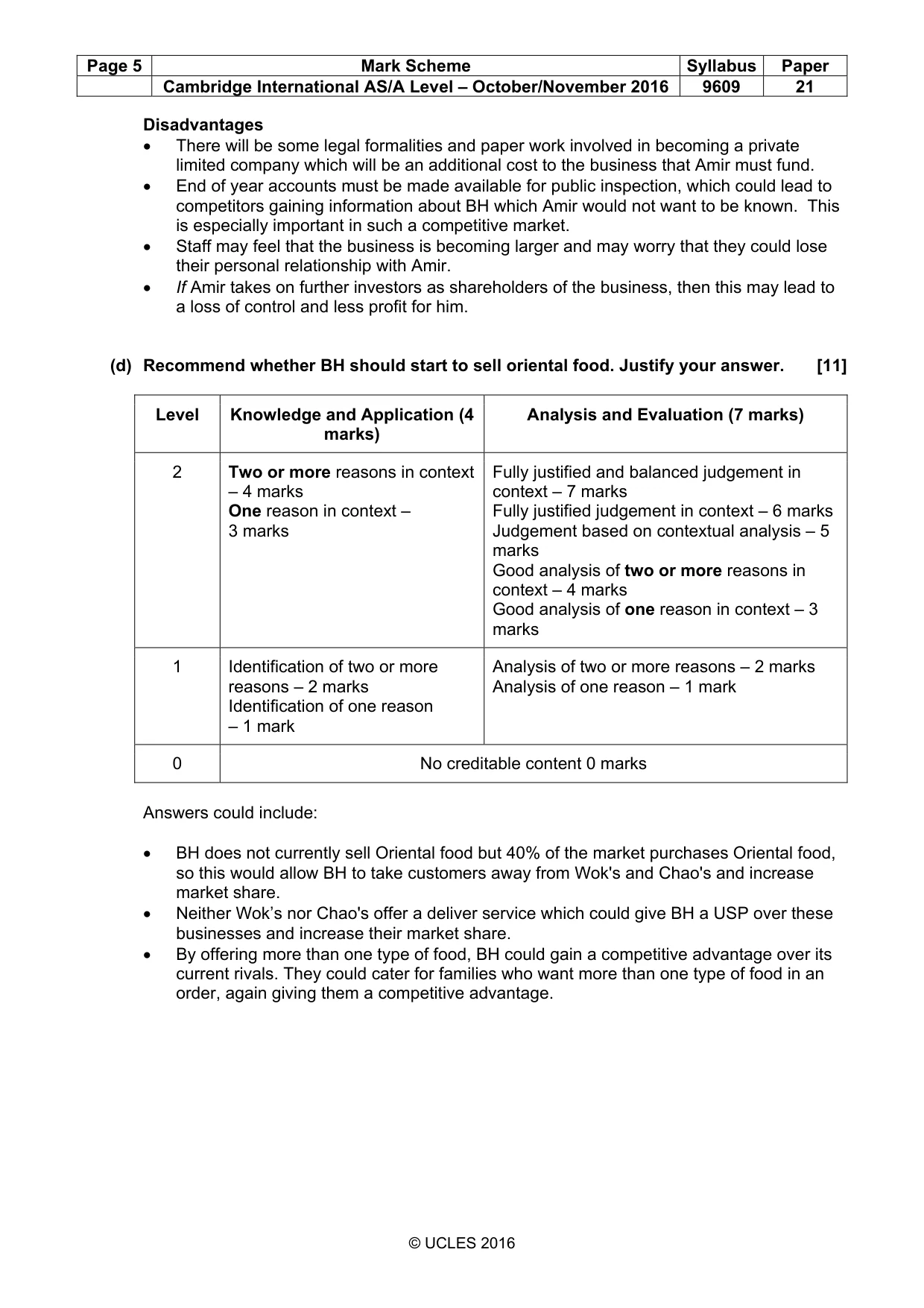Mark scheme, page 5 of 9