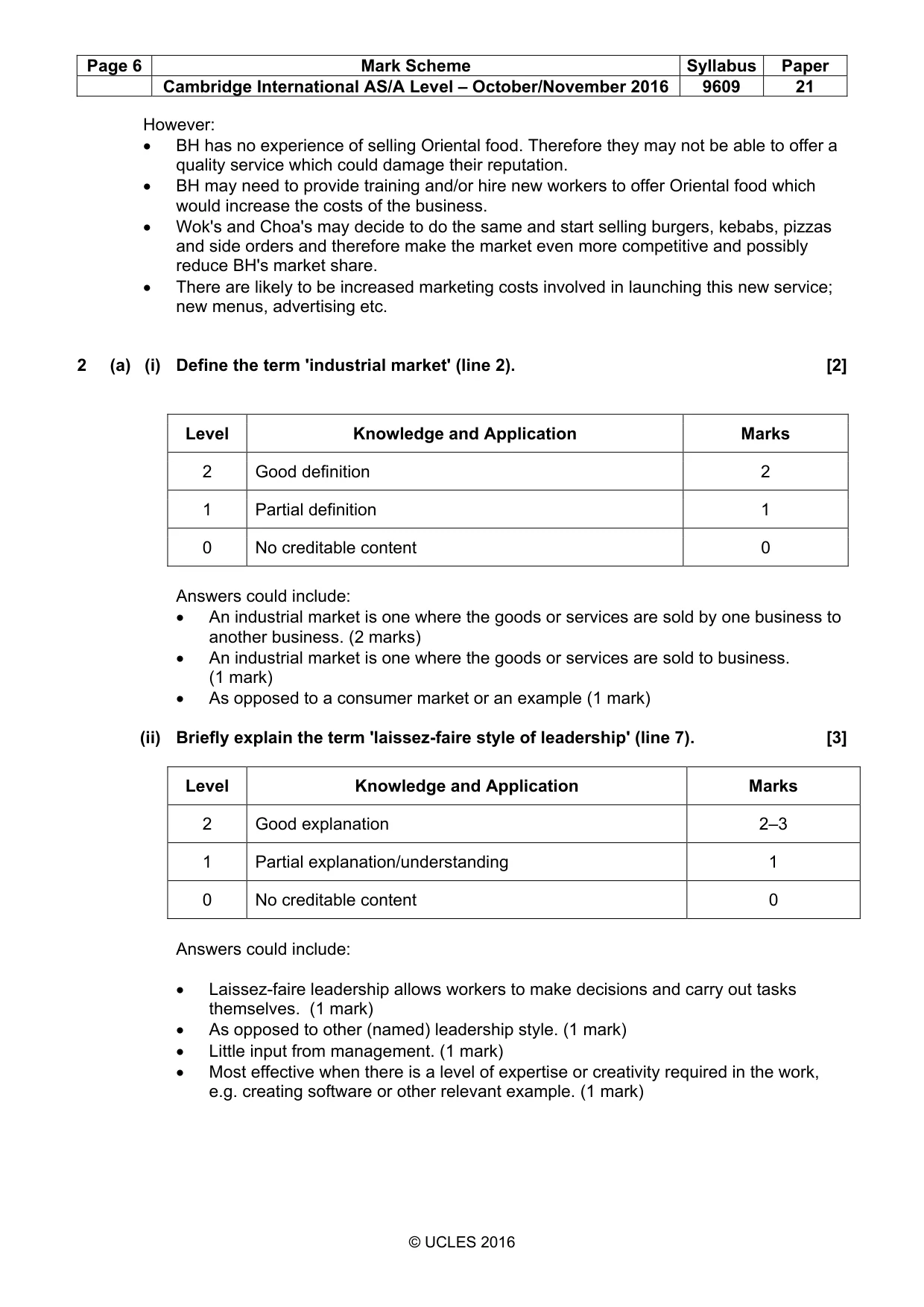 Mark scheme, page 6 of 9