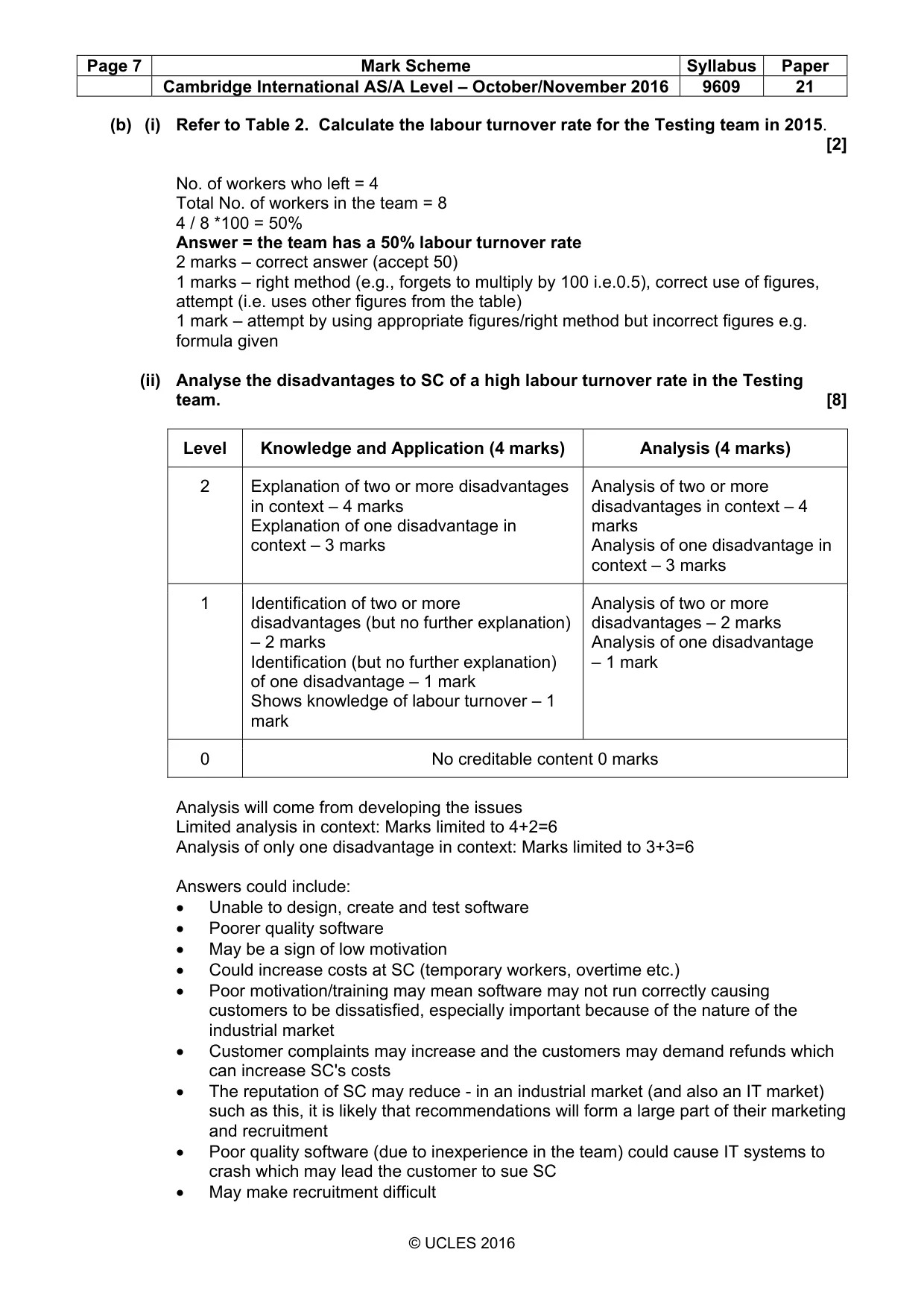 Mark scheme, page 7 of 9