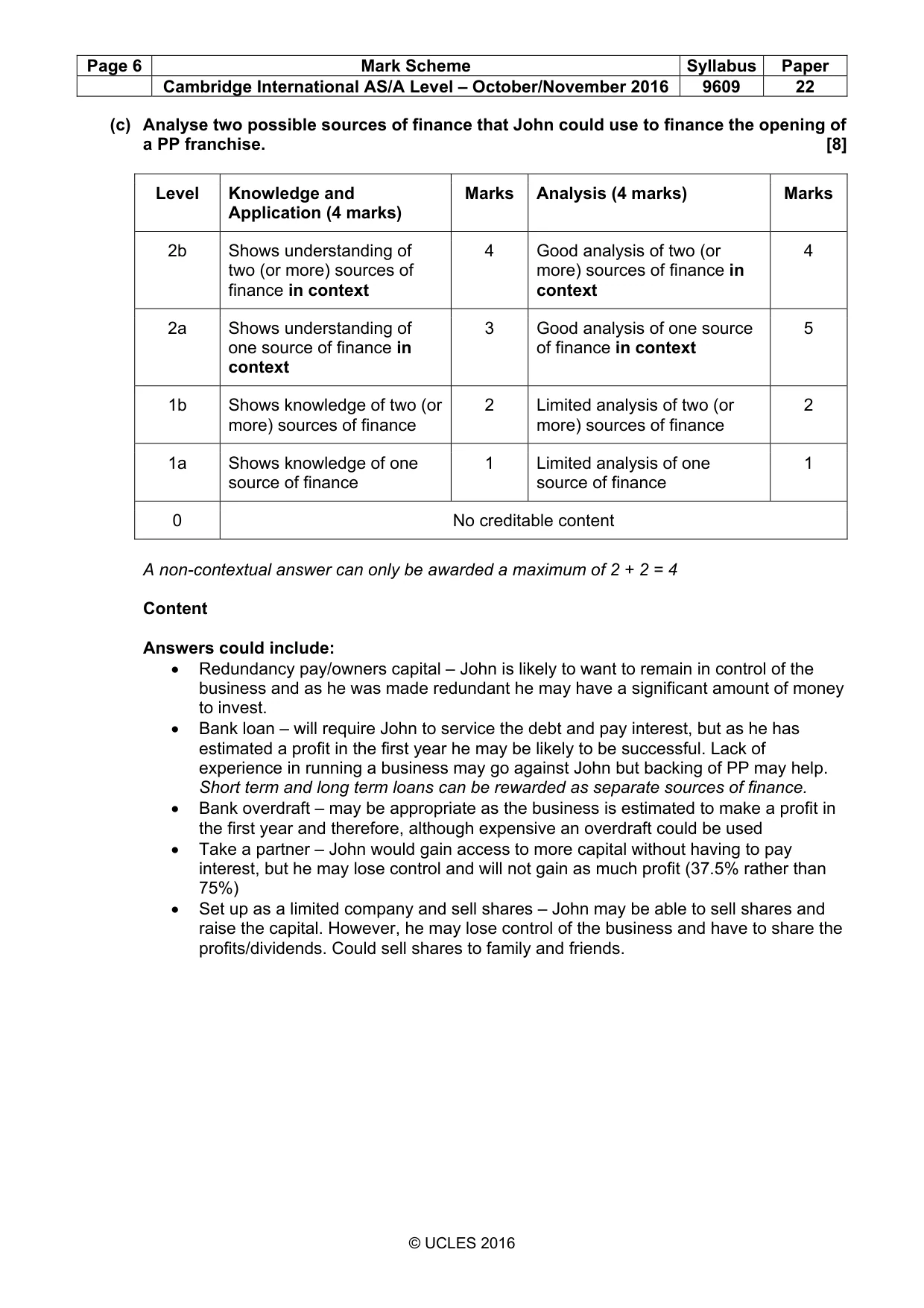 Mark scheme, page 6 of 13