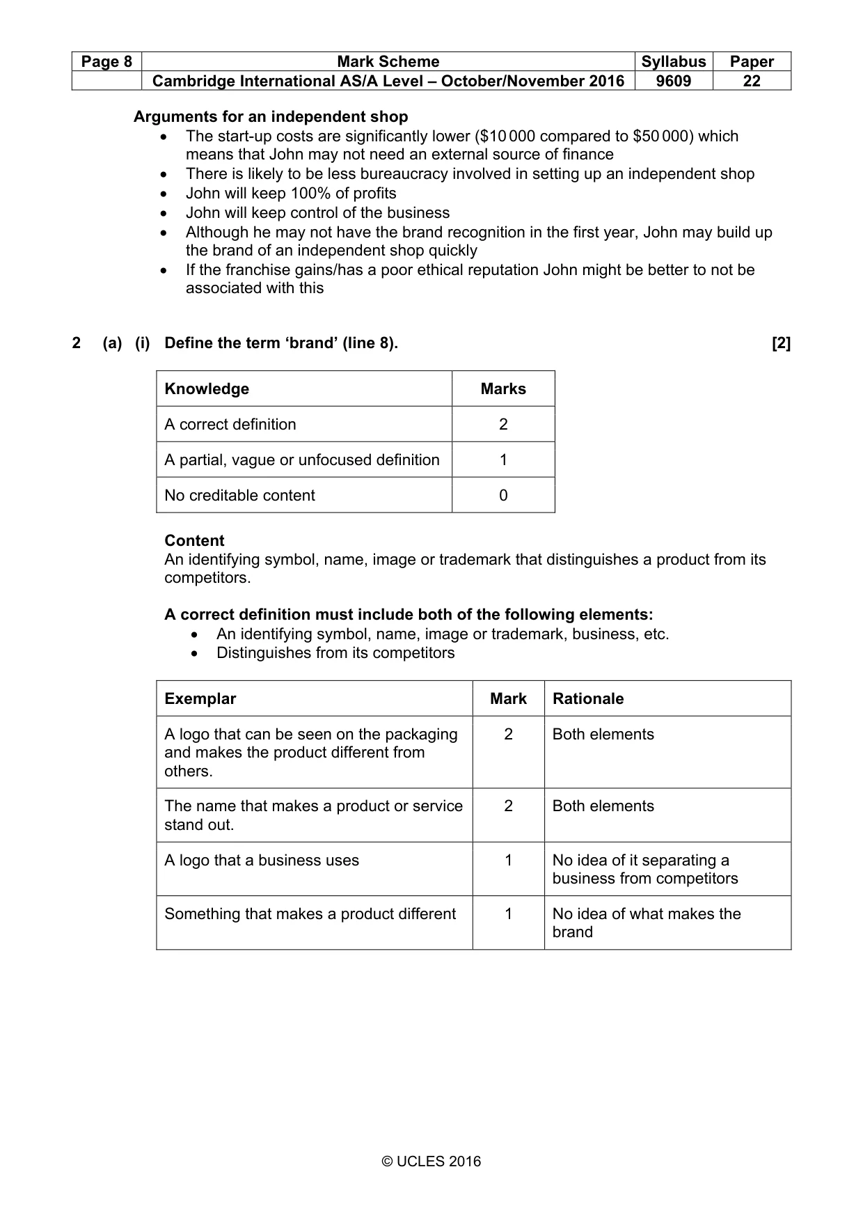 Mark scheme, page 8 of 13