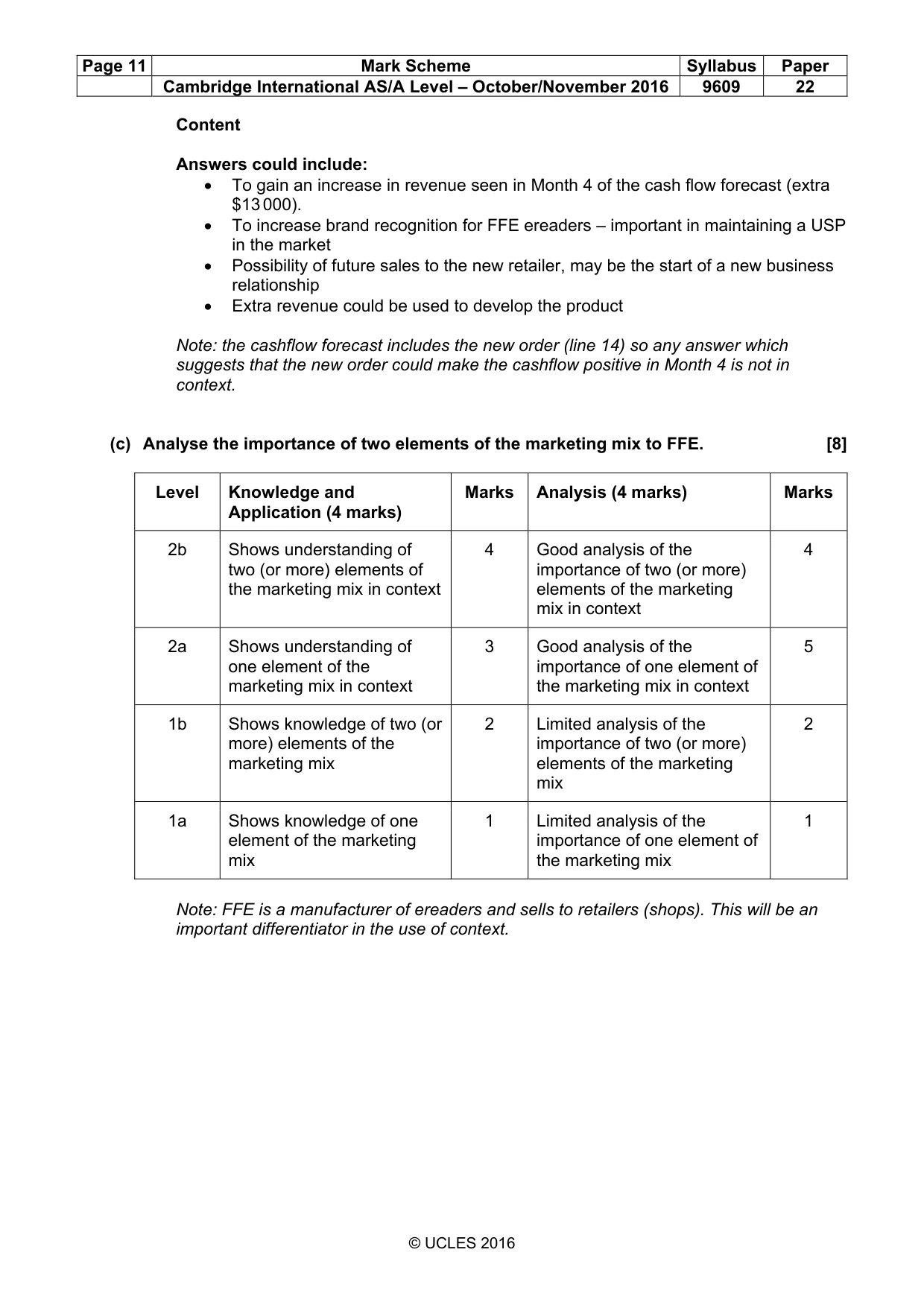 Mark scheme, page 11 of 13