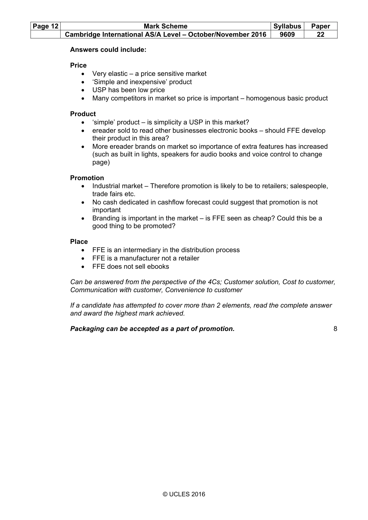 Mark scheme, page 12 of 13
