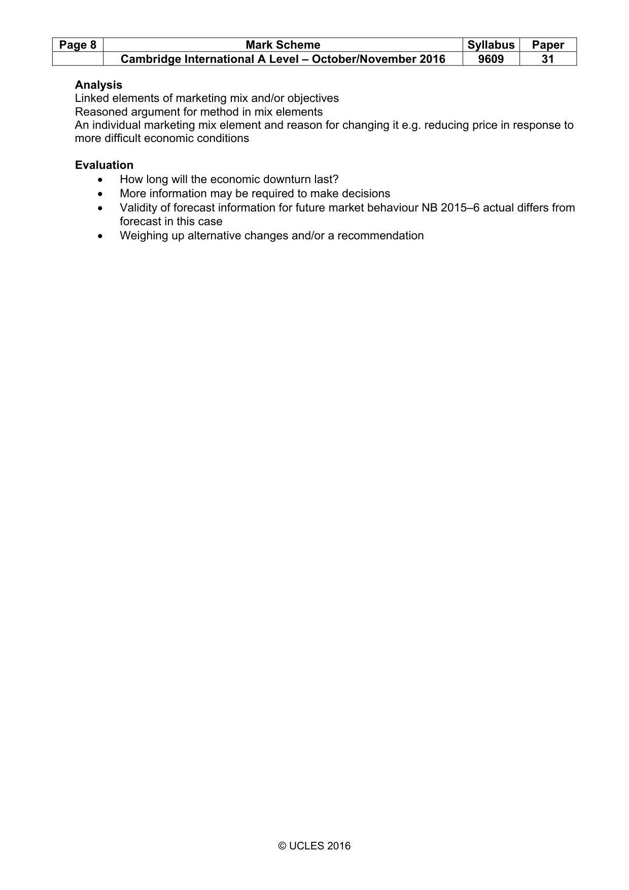 Mark scheme, page 8 of 12
