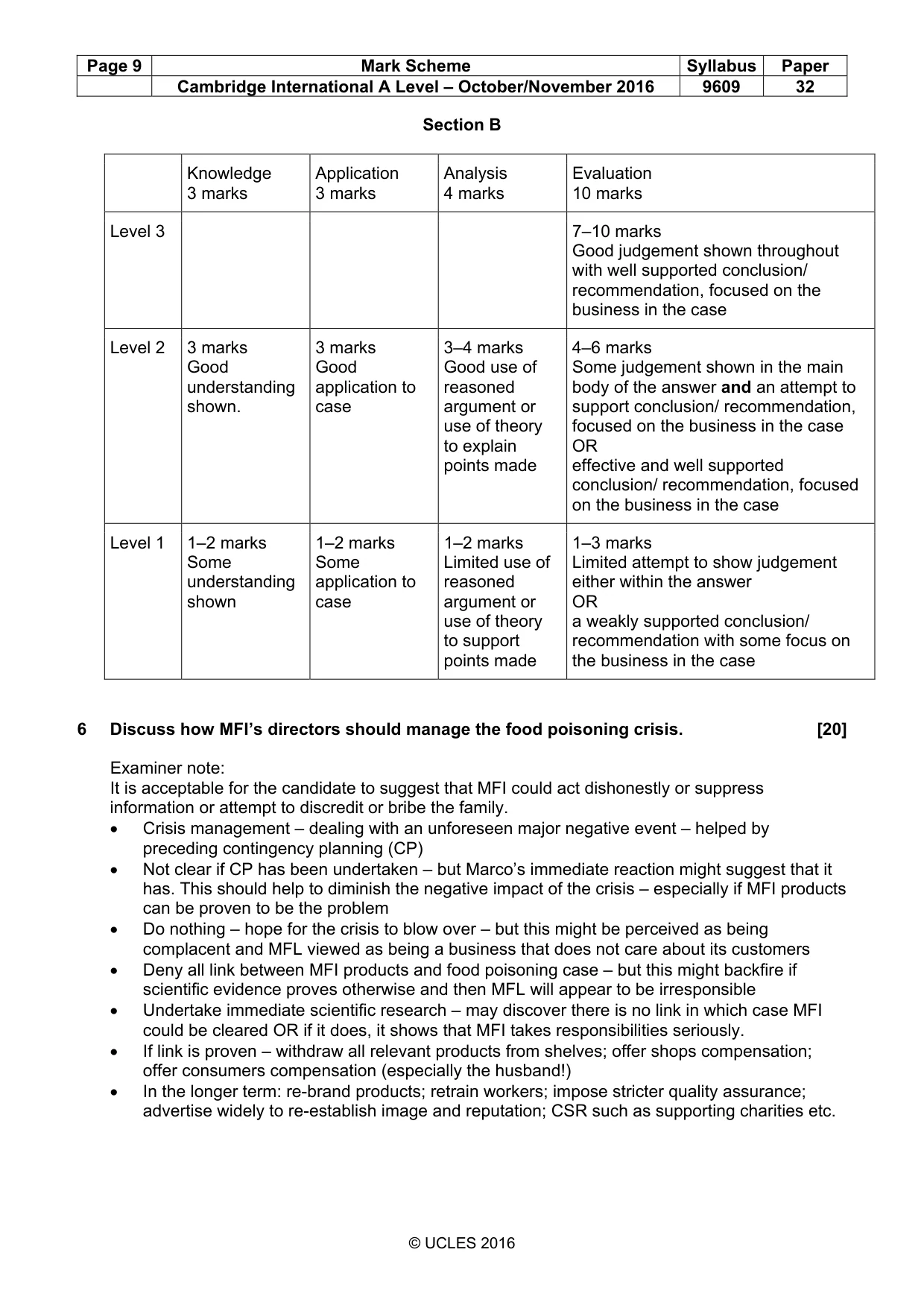 Mark scheme, page 9 of 10