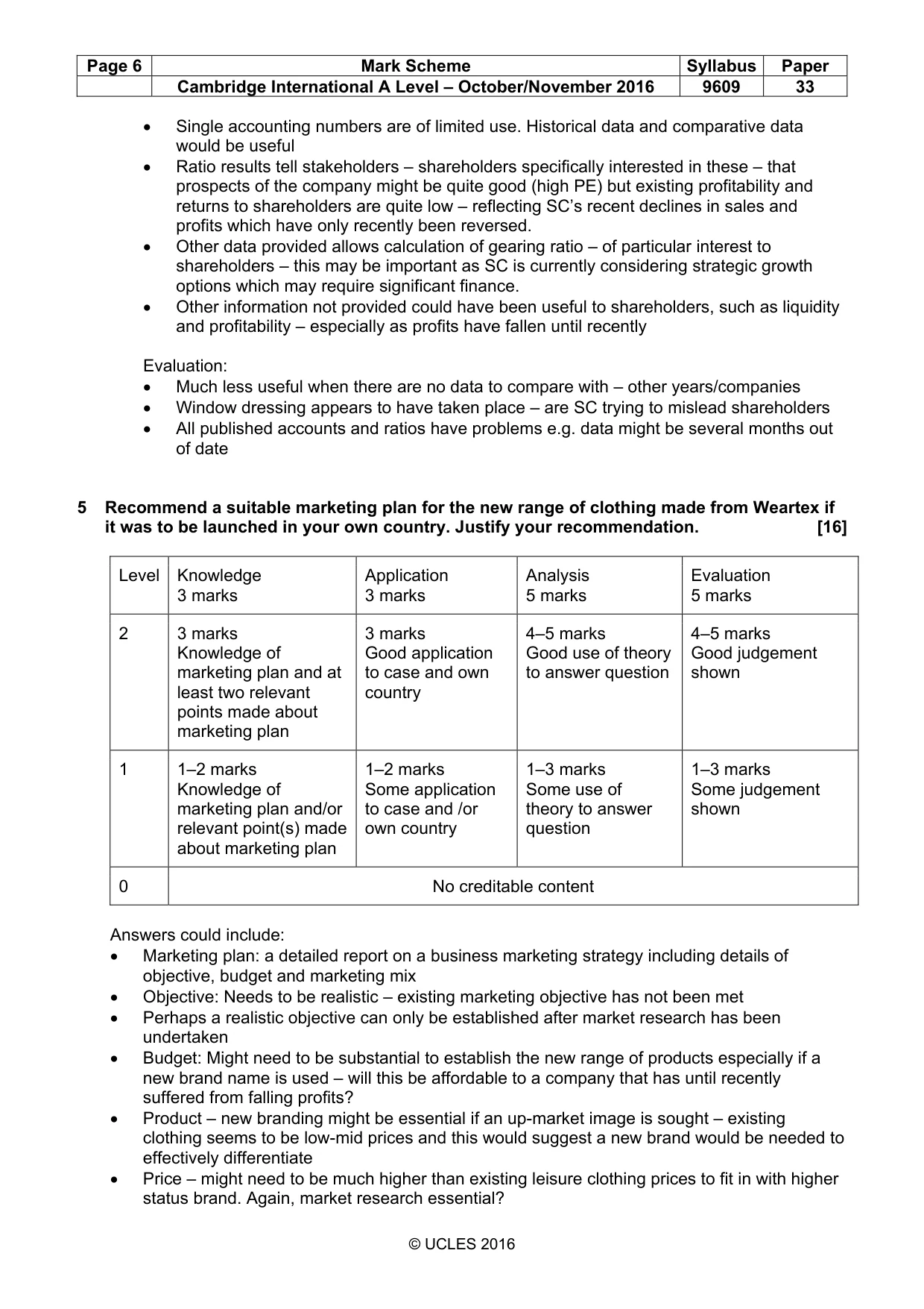 Mark scheme, page 6 of 10
