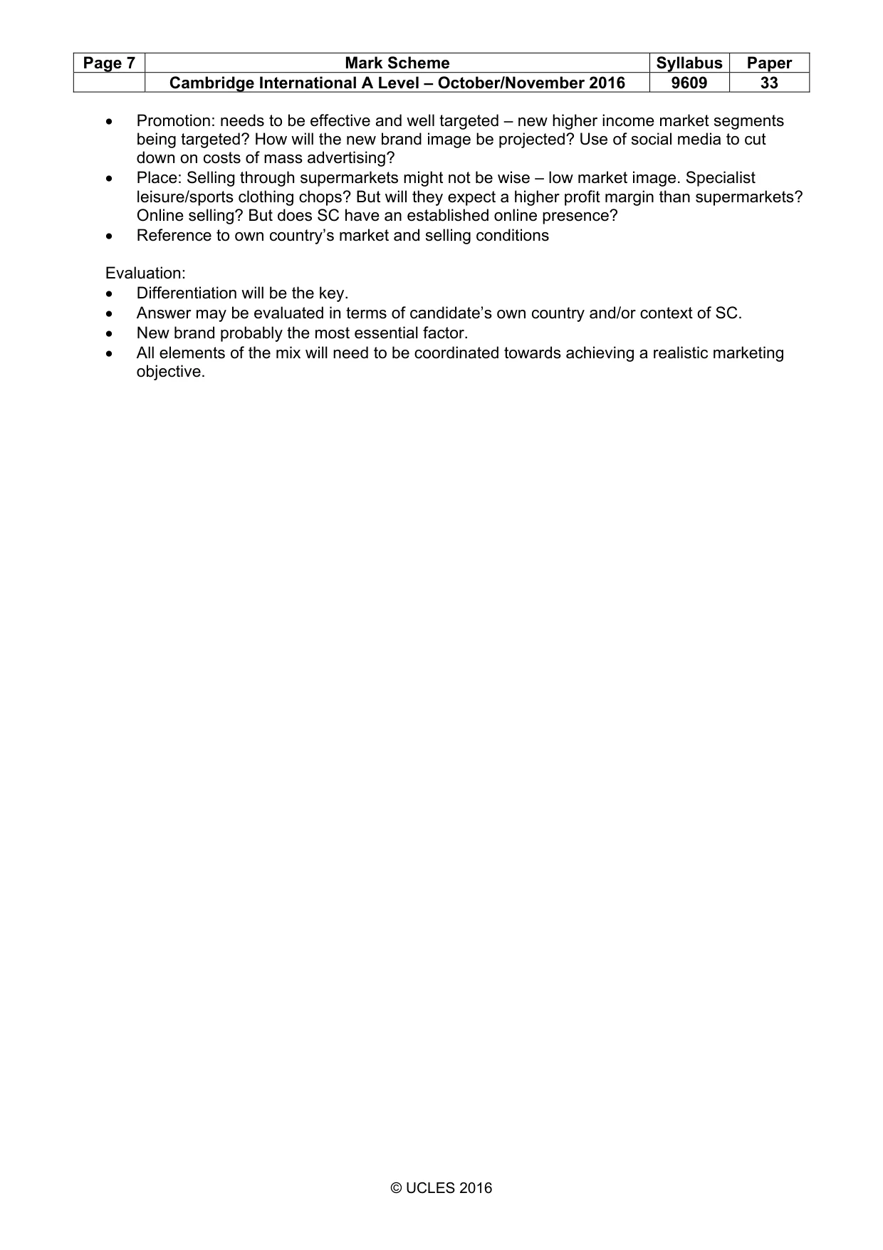 Mark scheme, page 7 of 10