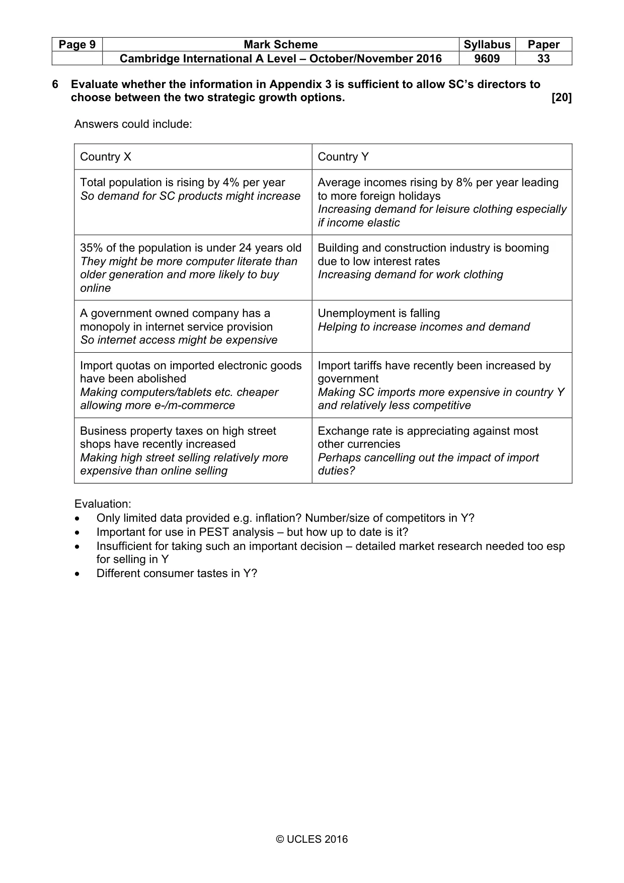 Mark scheme, page 9 of 10