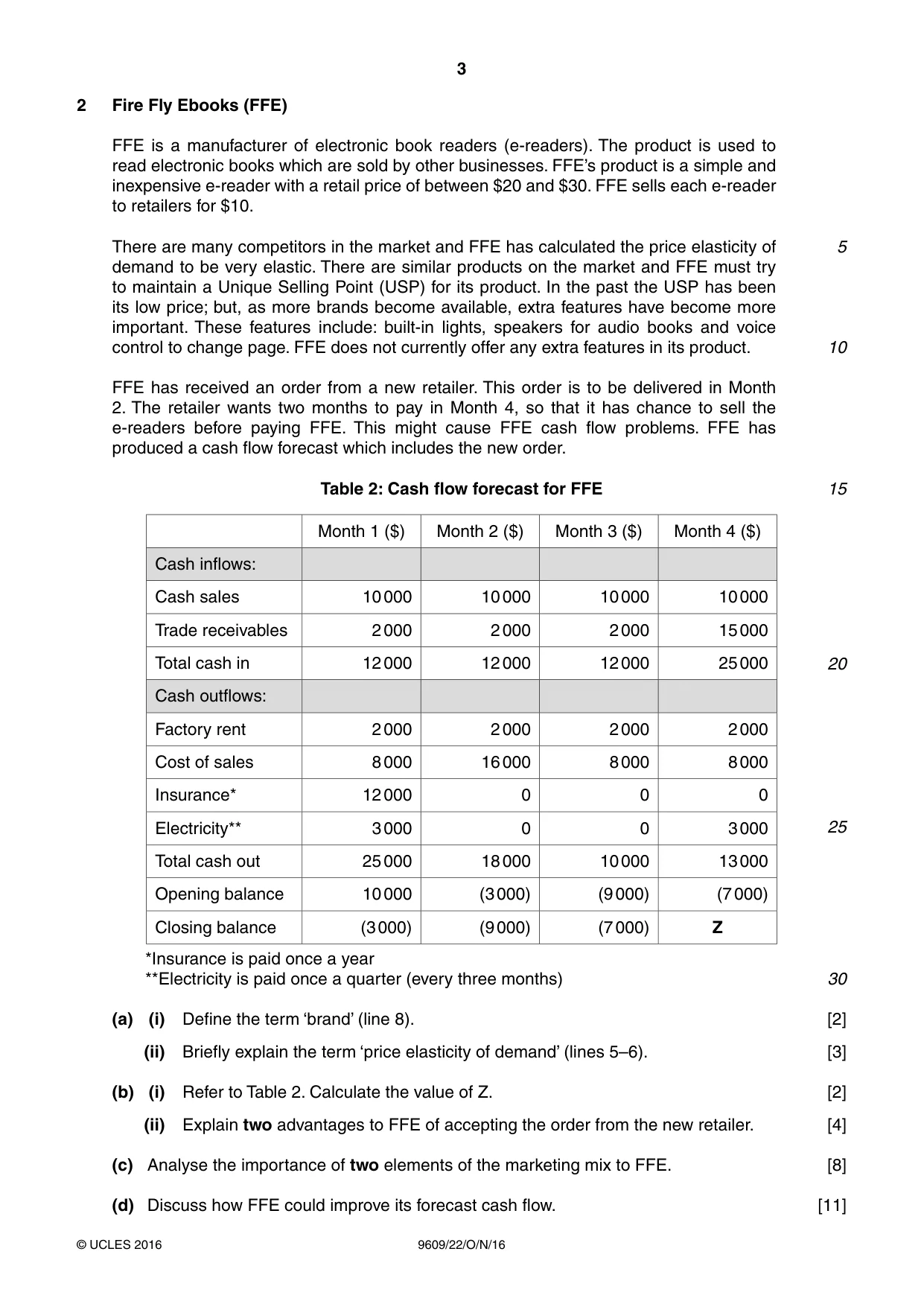 Cambridge A Level Business (for first examination in 2016) 9609 2016 Oct/Nov Paper 2 · Variant 2 question paper, page 3 of 4