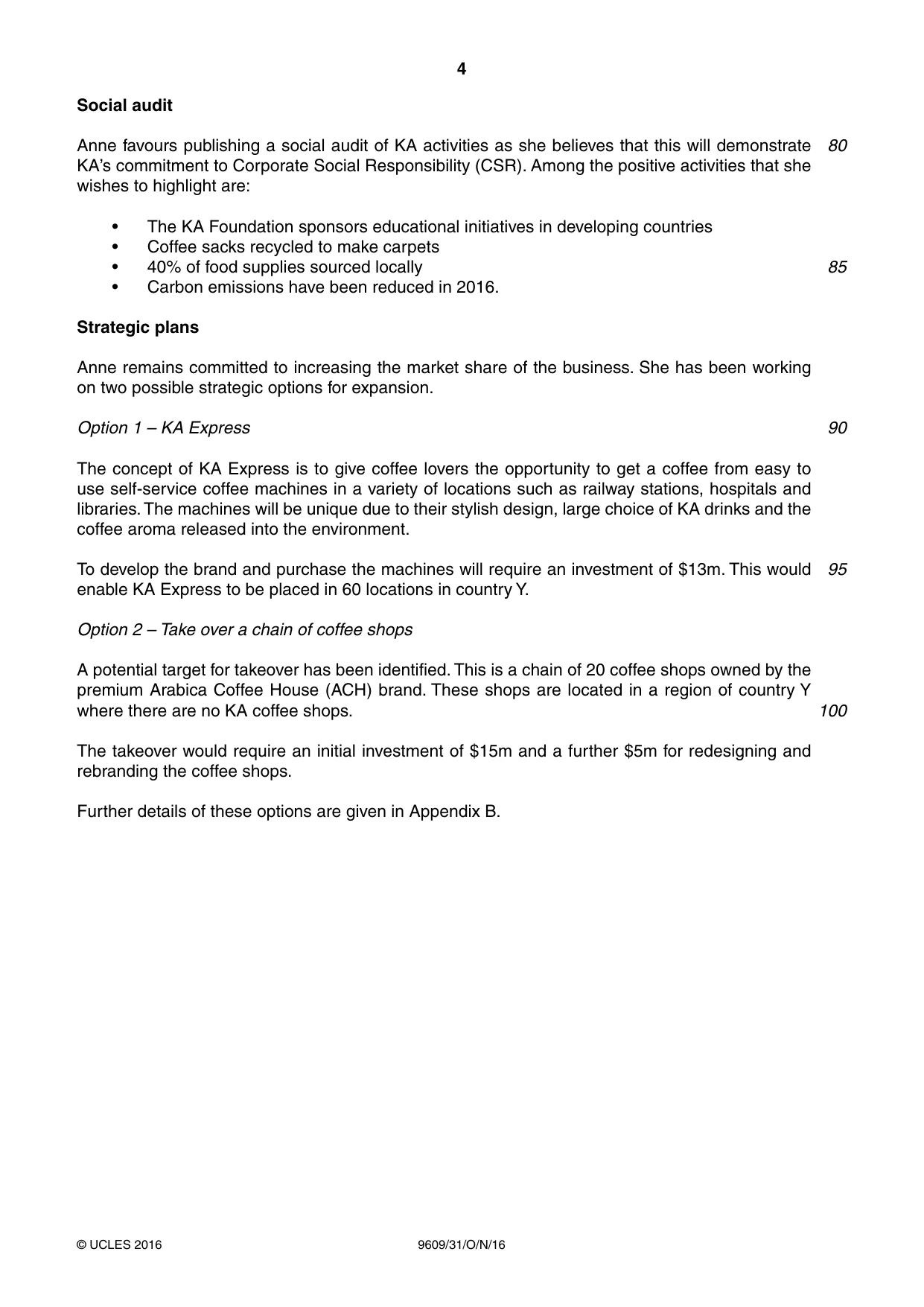 Cambridge A Level Business (for first examination in 2016) 9609 2016 Oct/Nov Paper 3 · Variant 1 question paper, page 4 of 8
