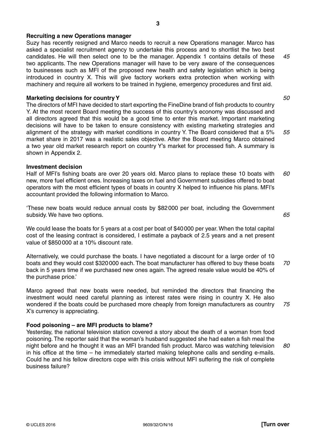 Cambridge A Level Business (for first examination in 2016) 9609 2016 Oct/Nov Paper 3 · Variant 2 question paper, page 3 of 8