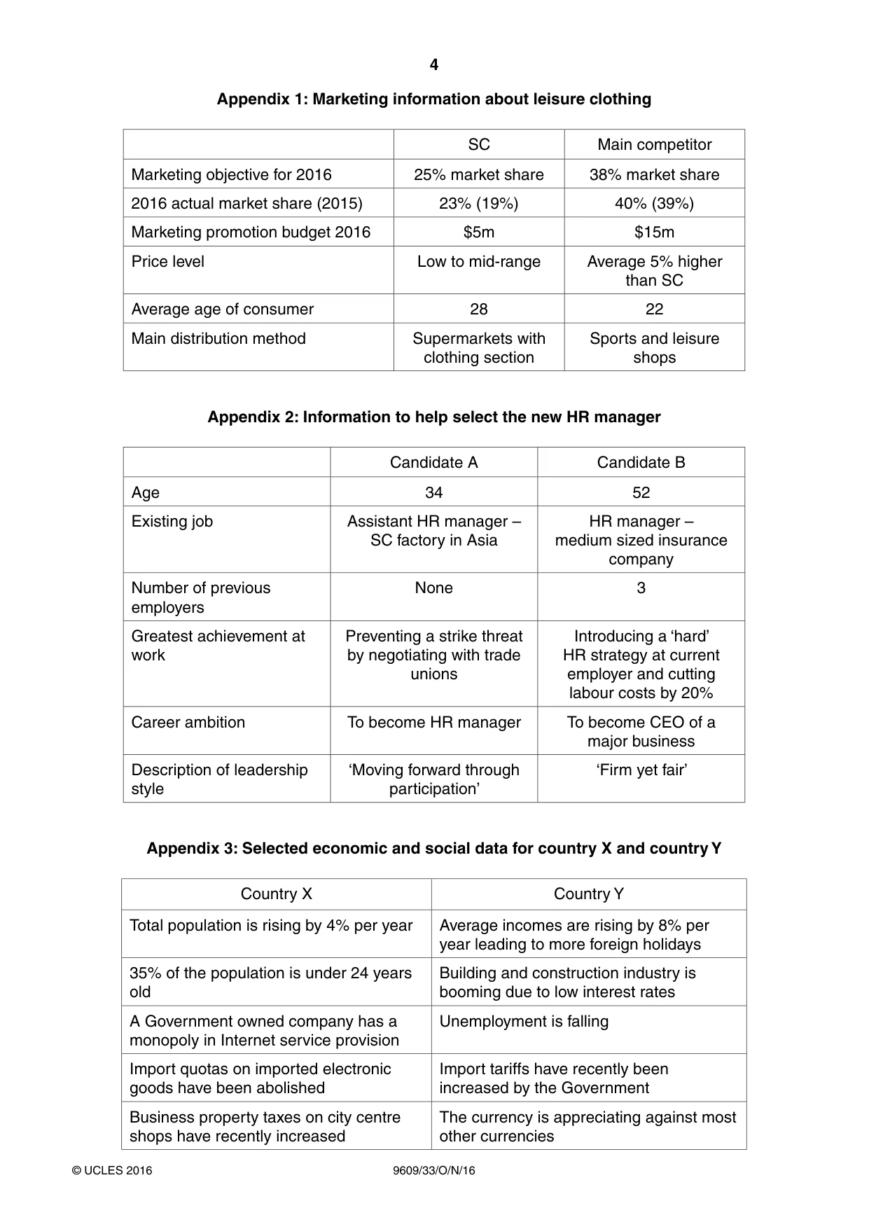 Cambridge A Level Business (for first examination in 2016) 9609 2016 Oct/Nov Paper 3 · Variant 3 question paper, page 4 of 8