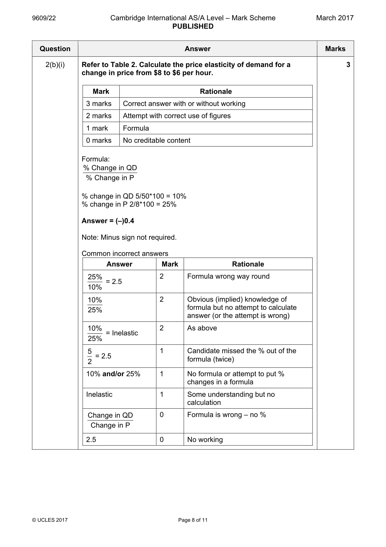 Mark scheme, page 8 of 11