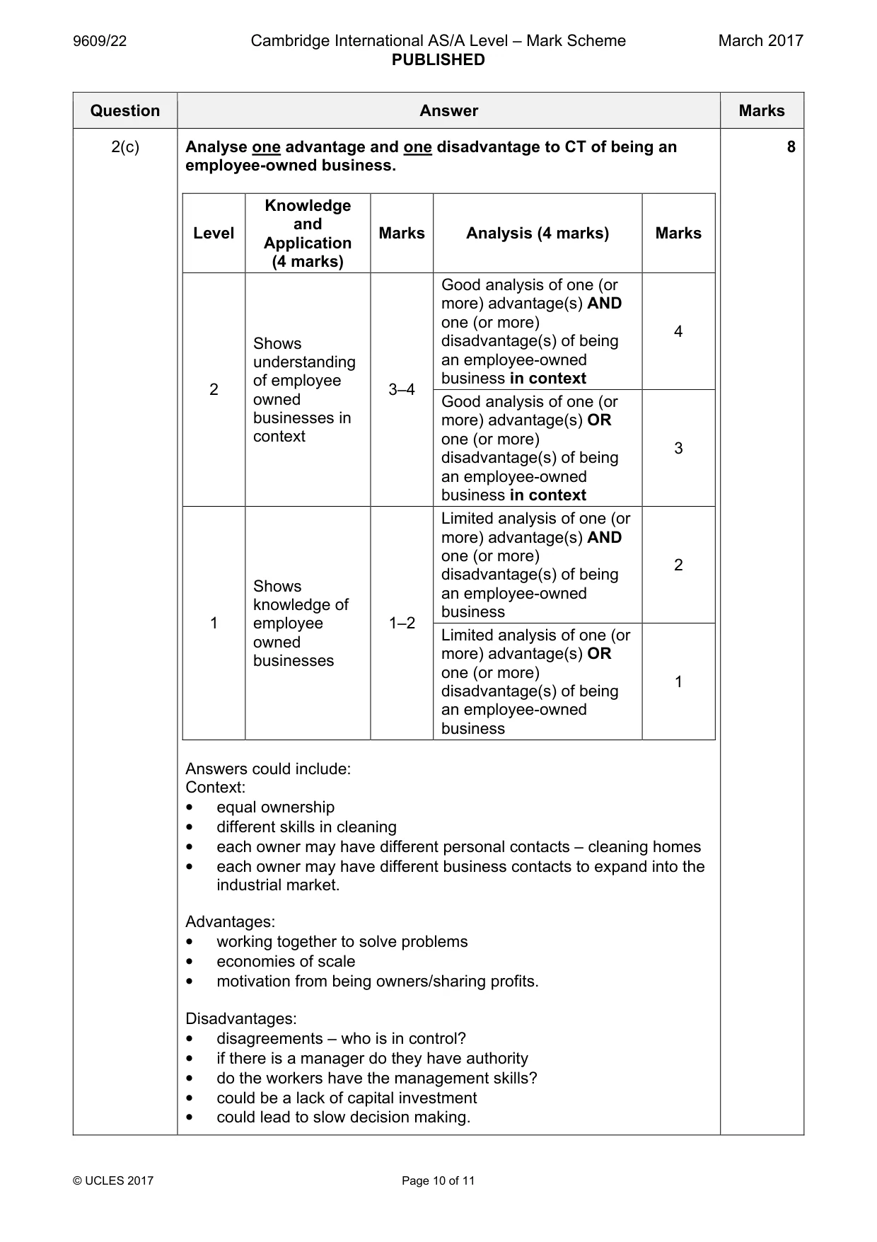 Mark scheme, page 10 of 11