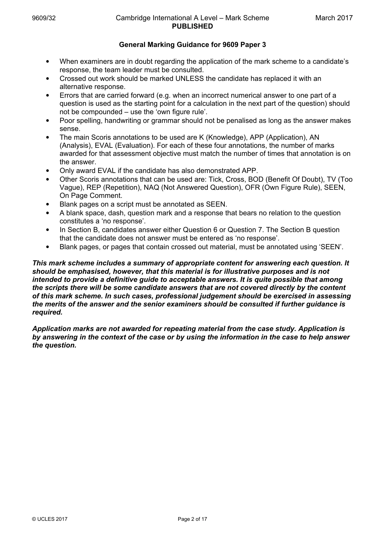 Mark scheme, page 2 of 17