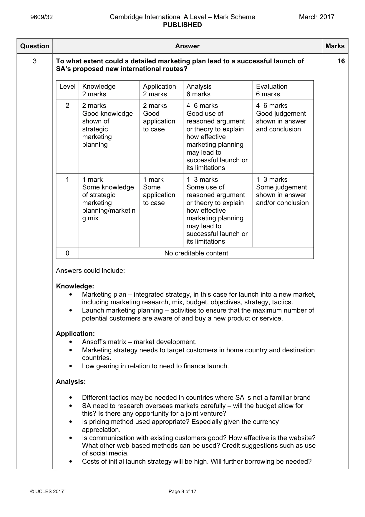 Mark scheme, page 8 of 17