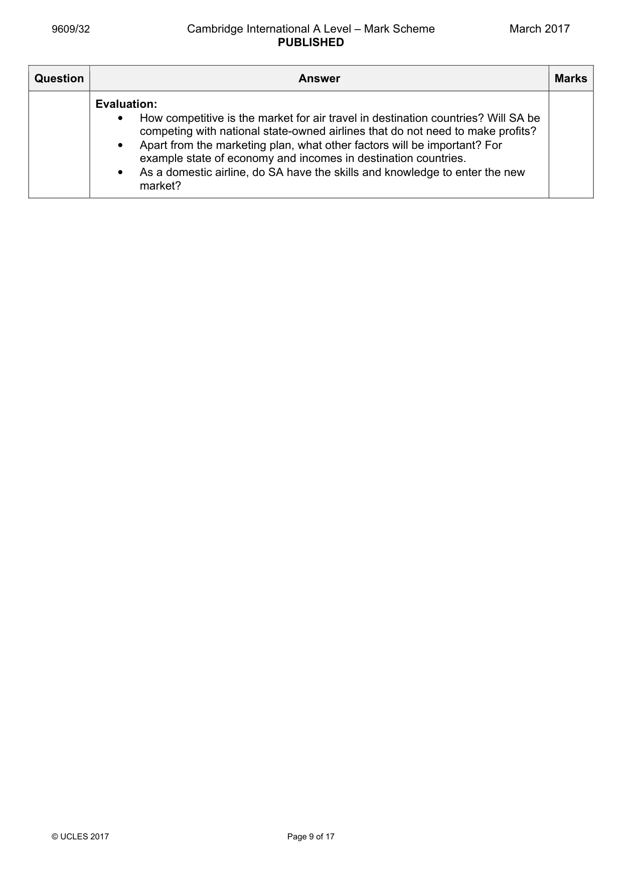 Mark scheme, page 9 of 17