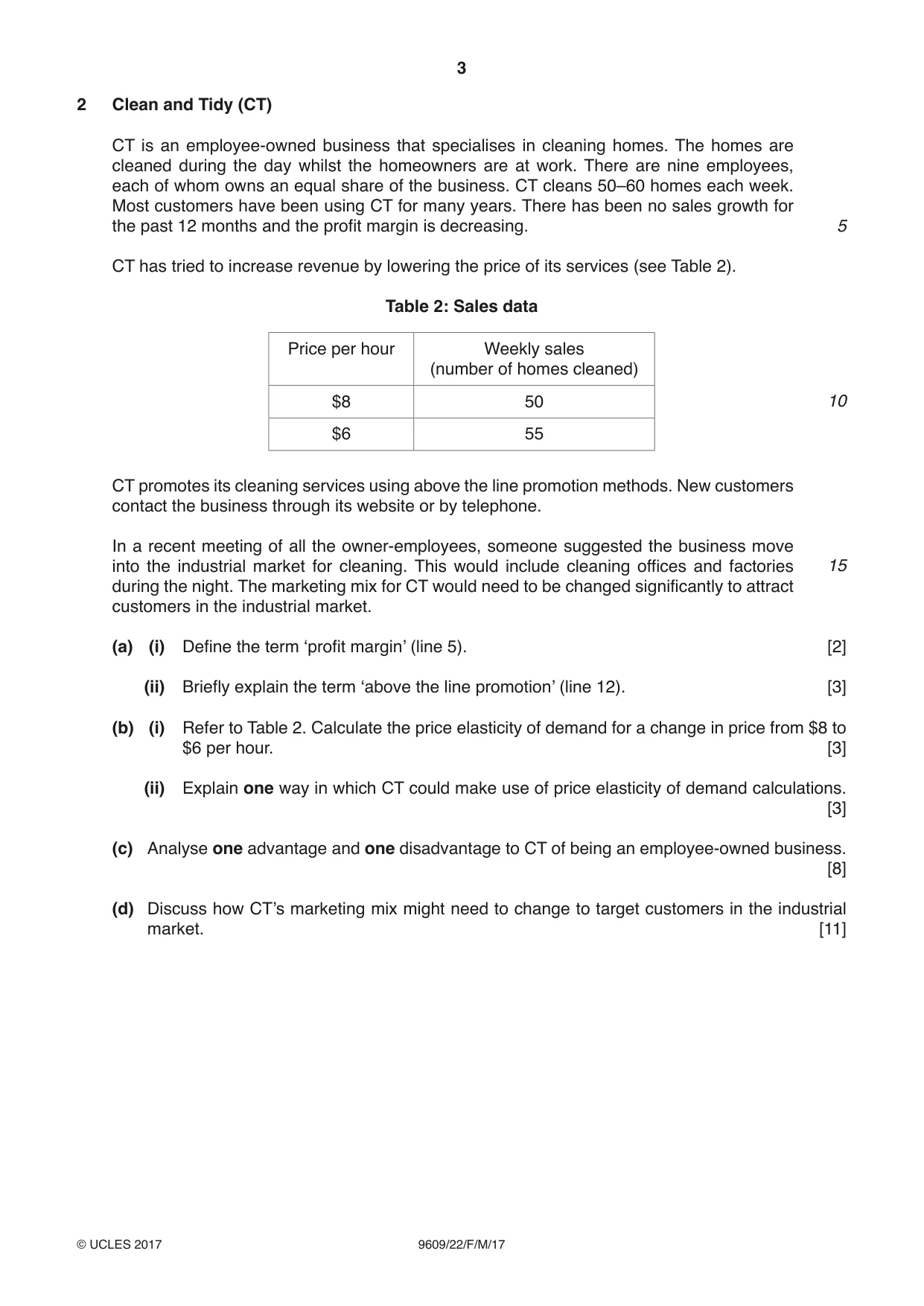 Cambridge A Level Business (for first examination in 2016) 9609 2017 Feb/March Paper 2 · Variant 2 question paper, page 3 of 4