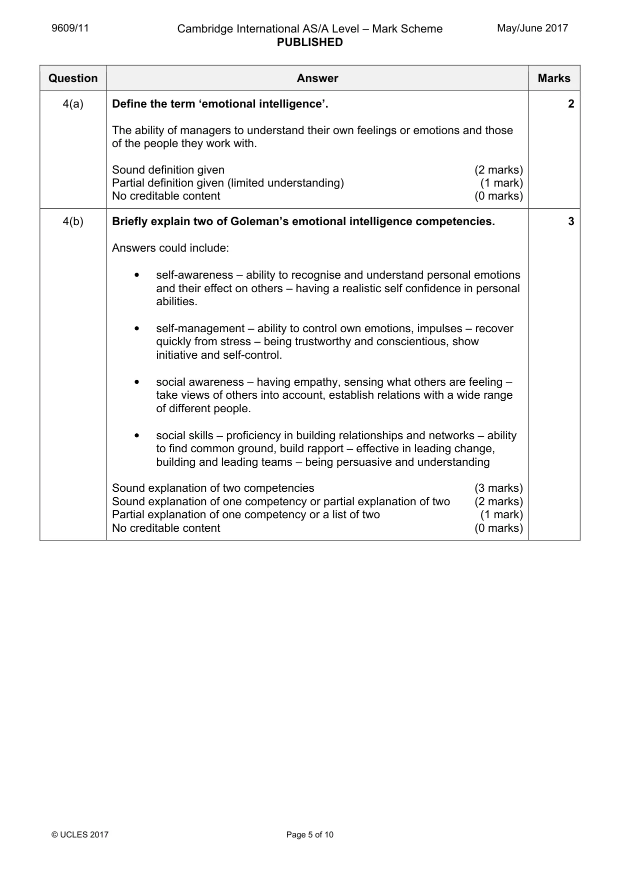 Mark scheme, page 5 of 10