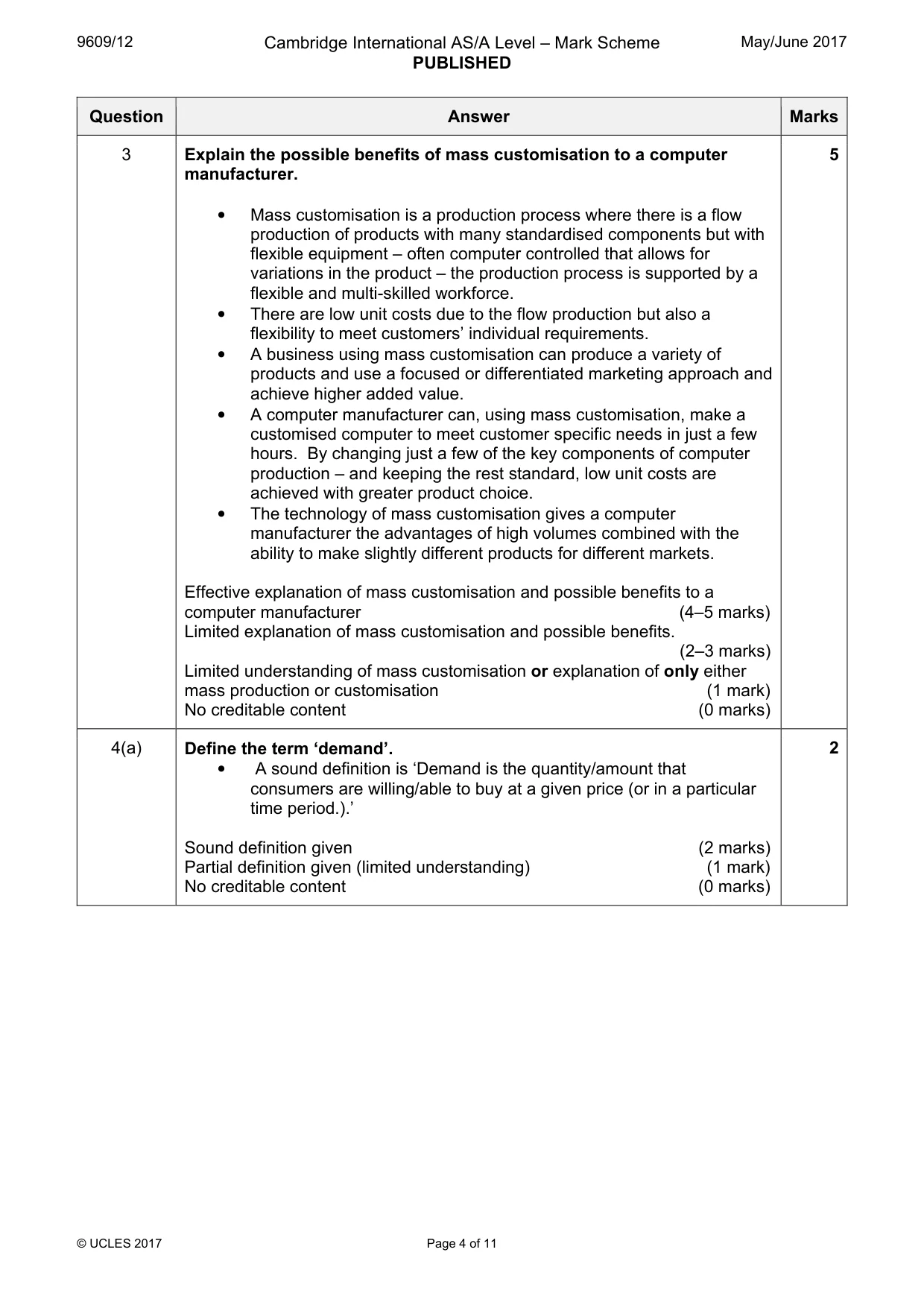 Mark scheme, page 4 of 11