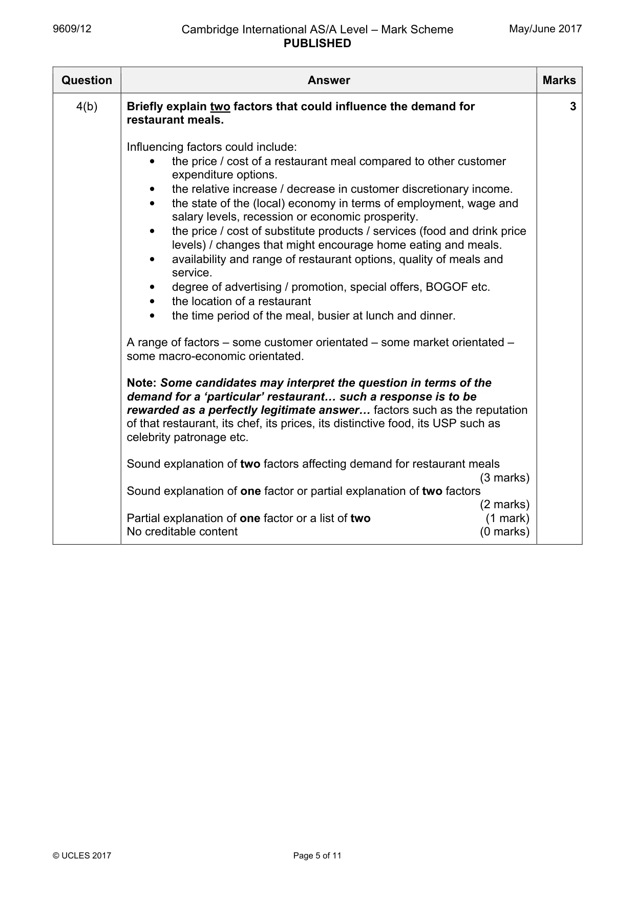 Mark scheme, page 5 of 11