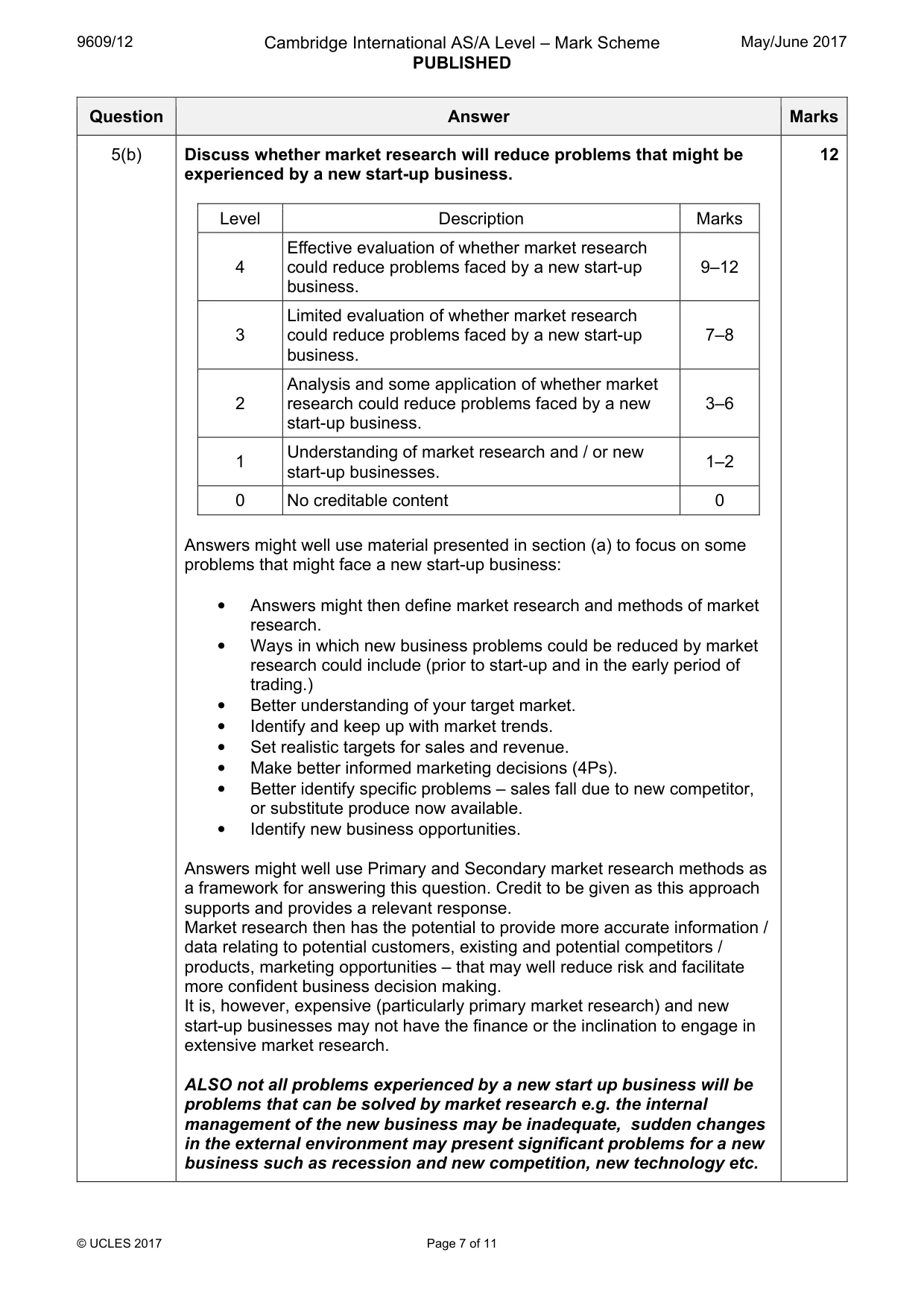 Mark scheme, page 7 of 11
