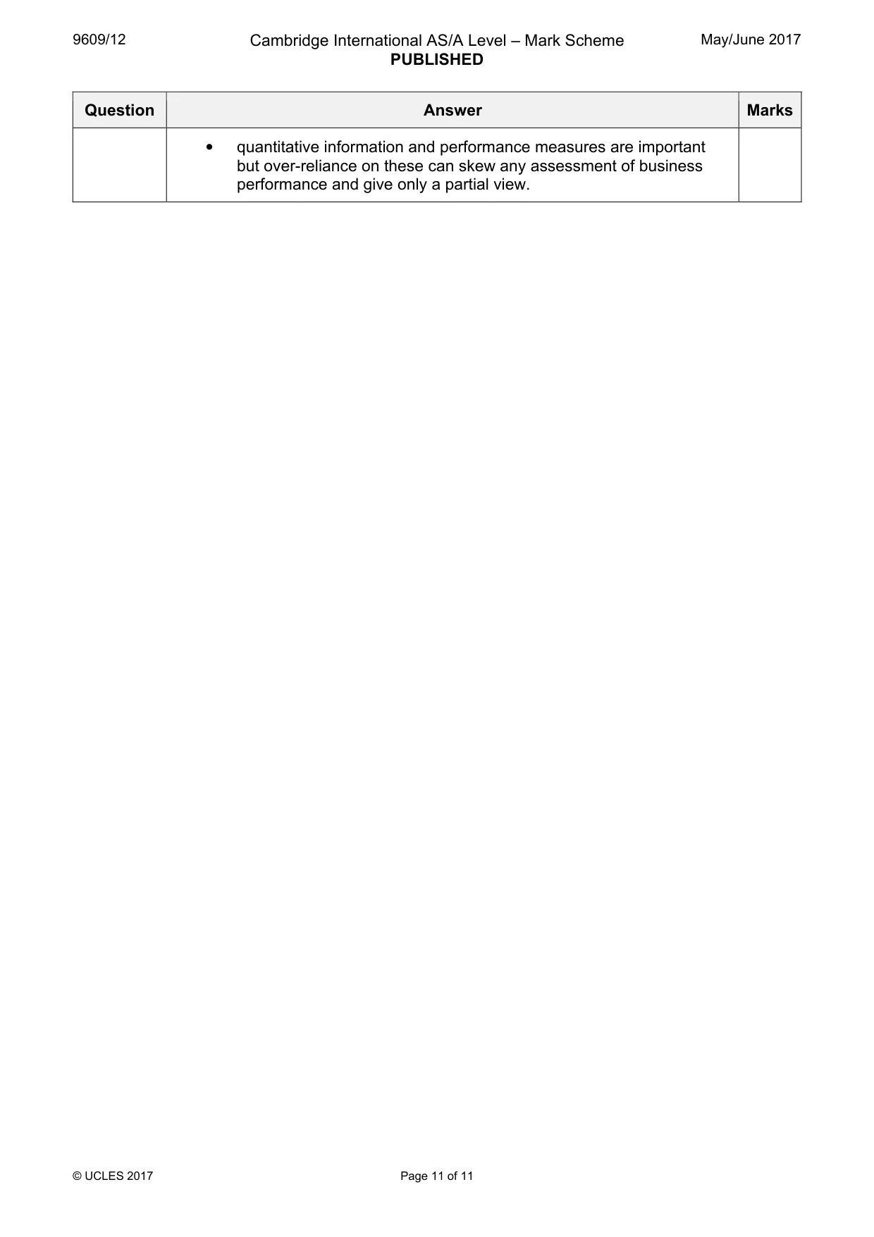 Mark scheme, page 11 of 11