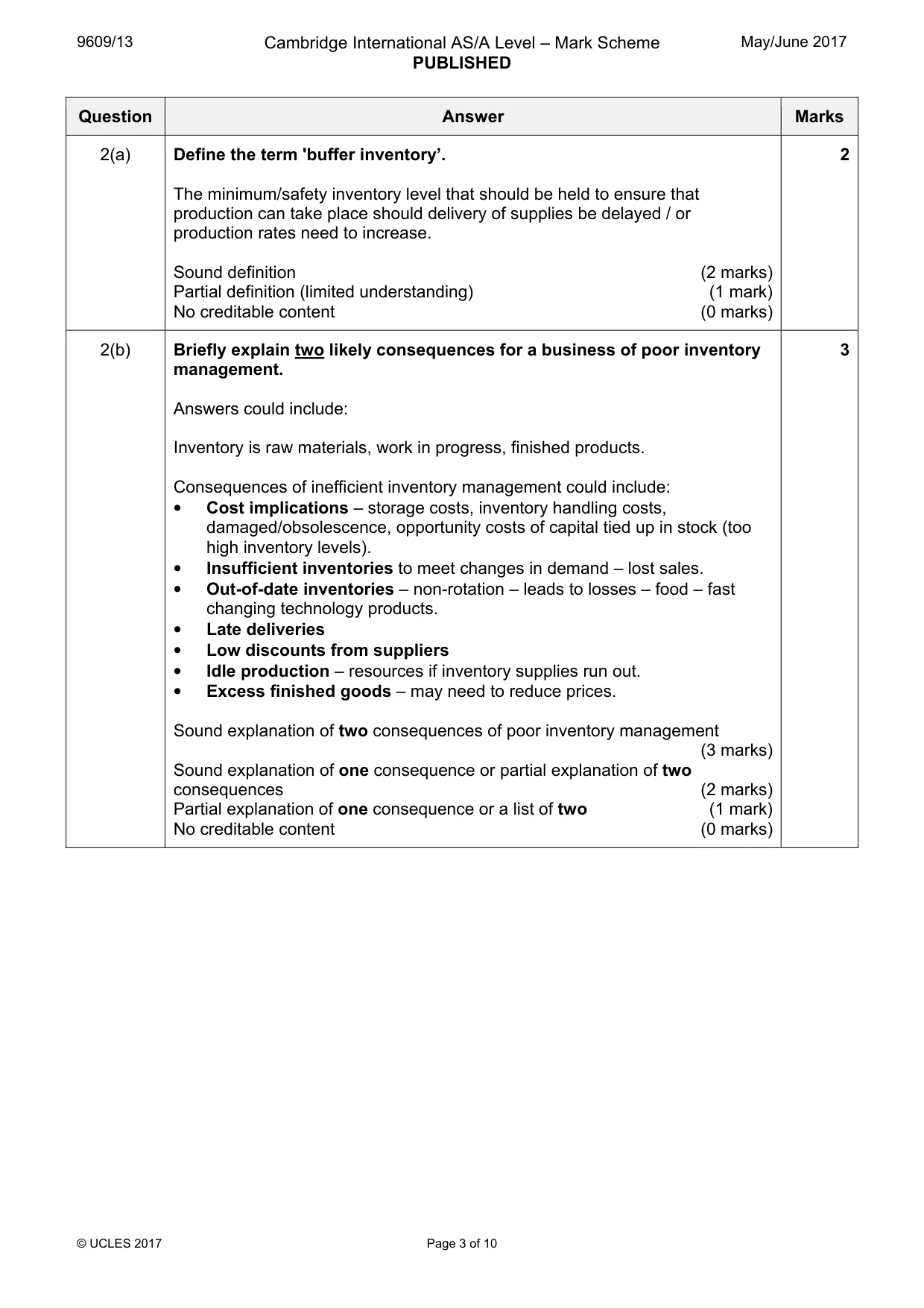 Mark scheme, page 3 of 10