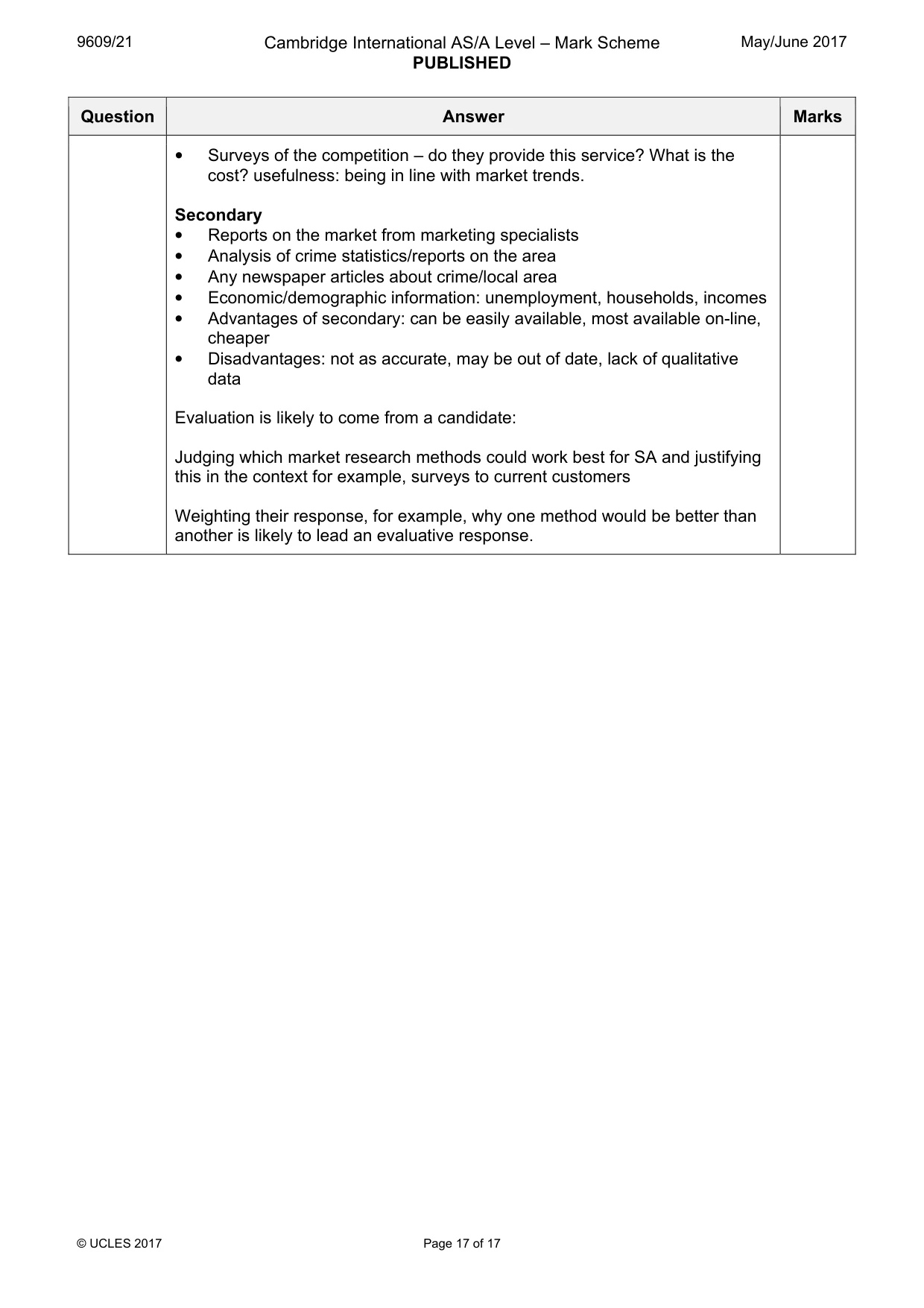 Mark scheme, page 17 of 17