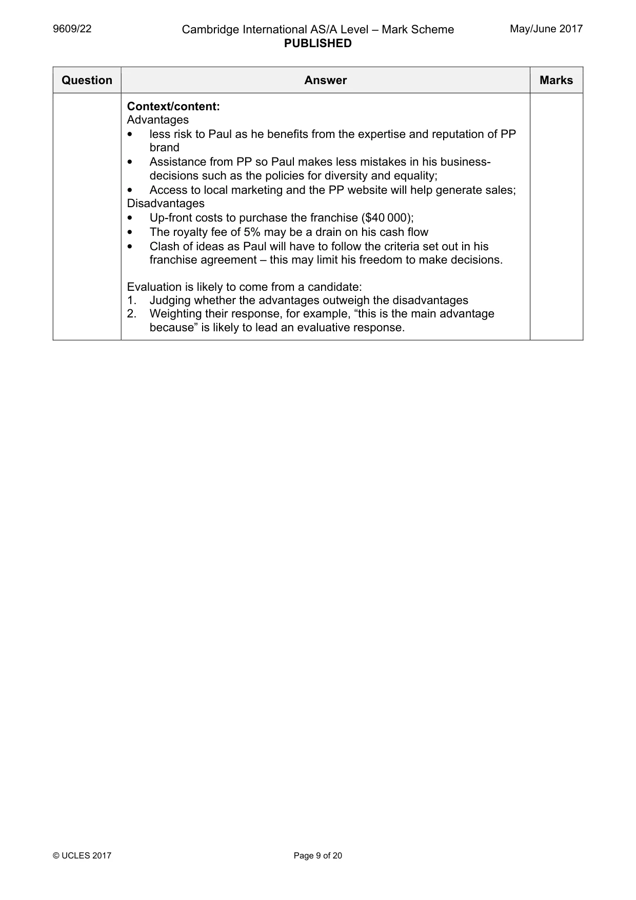 Mark scheme, page 9 of 20