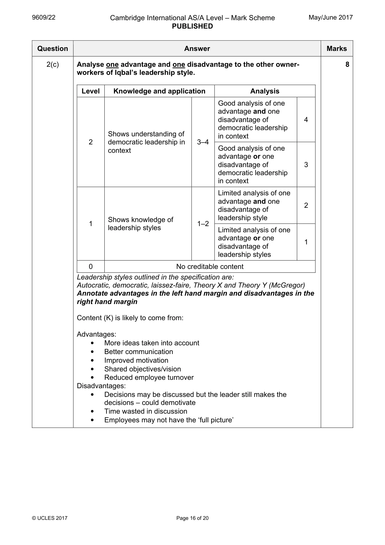 Mark scheme, page 16 of 20